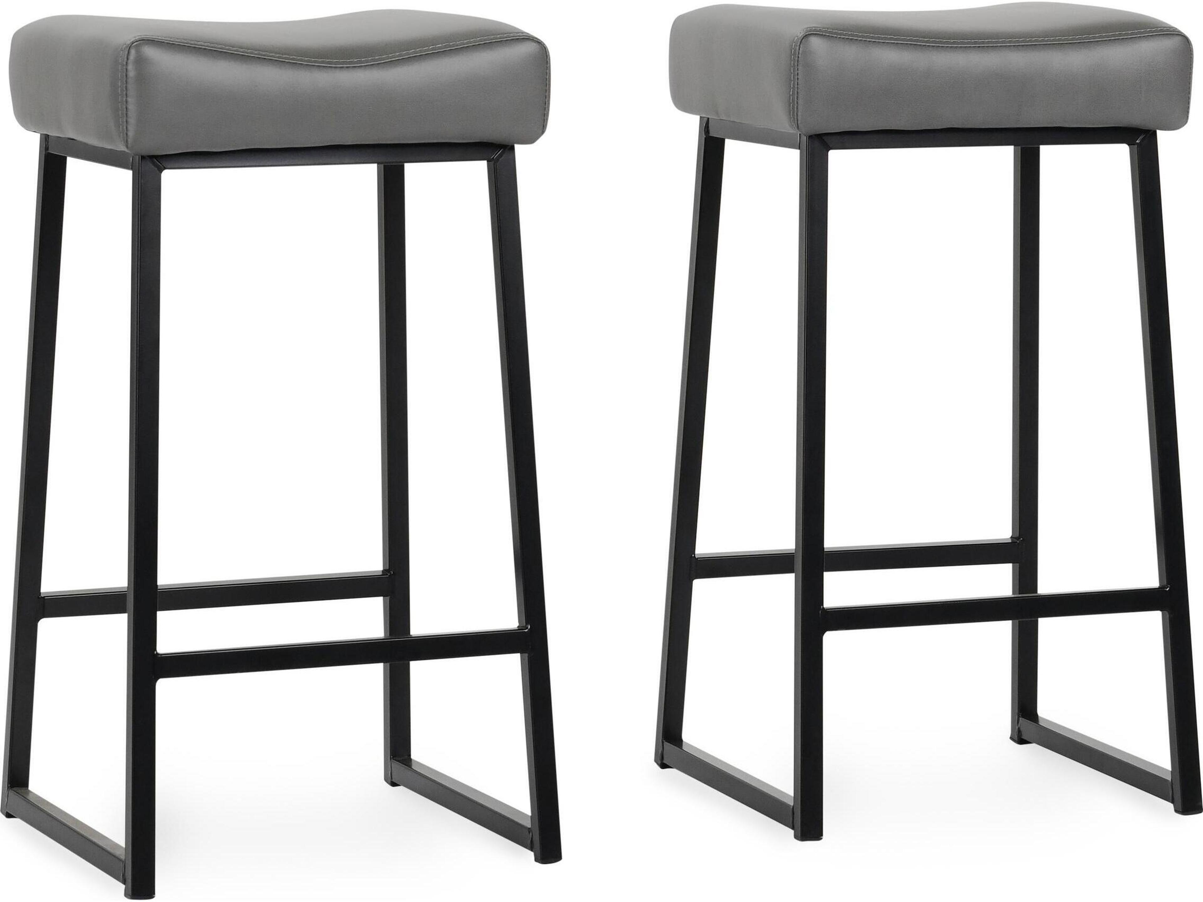 Classic Home Amber Smokey Grey Faux Leather Bar Stool Set of 2