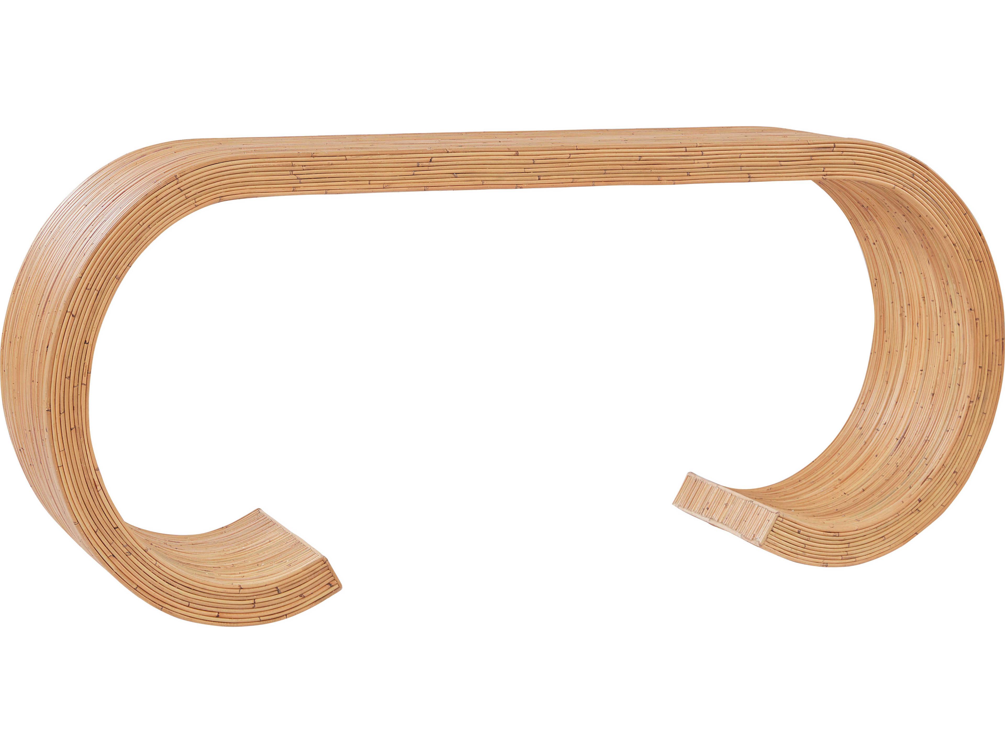Coastal Living Home Getaway Wood Natural Rattan Console Table
