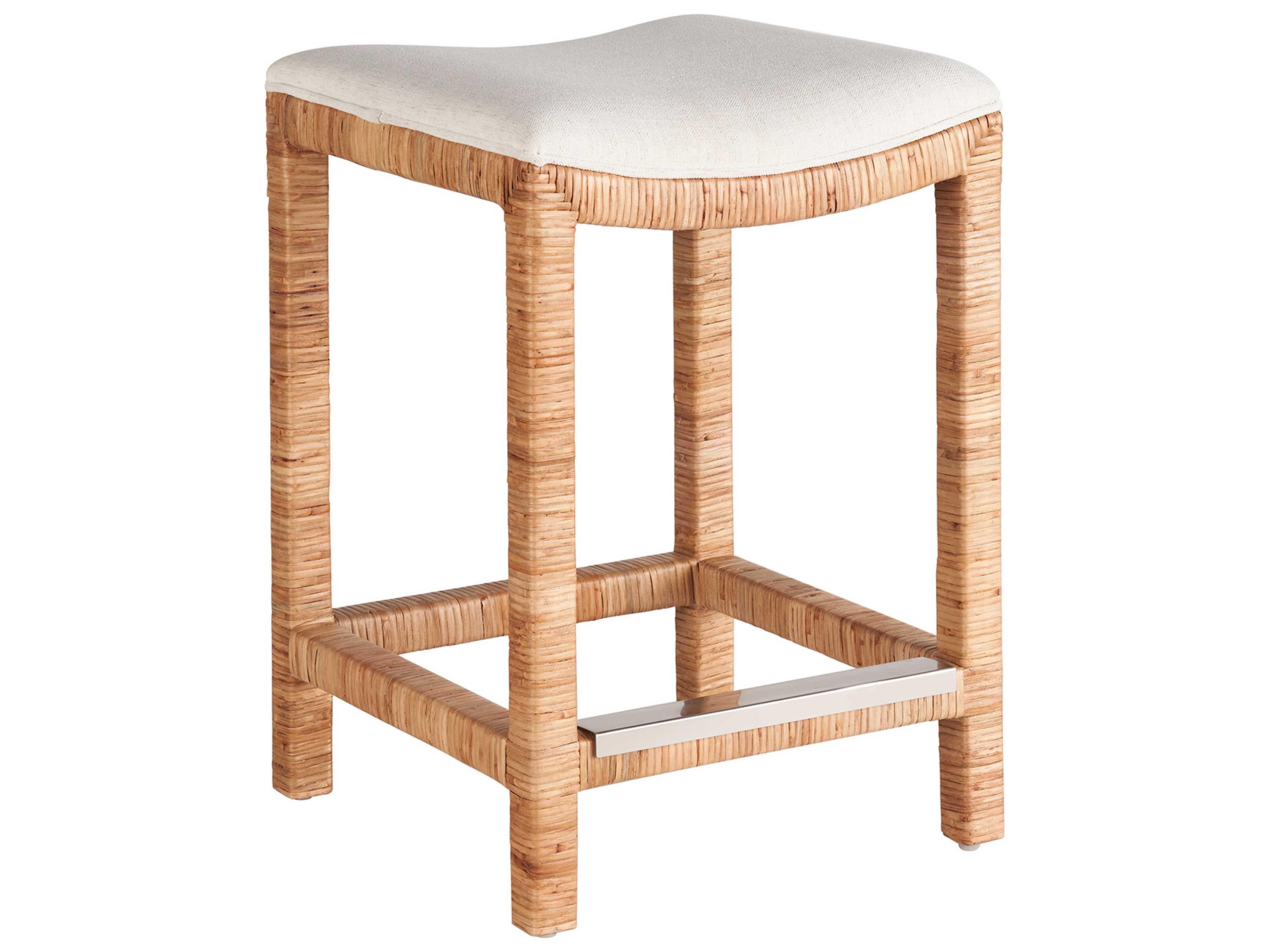 Coastal Living Home Weekender Natural Brown Upholstered Accent Stool