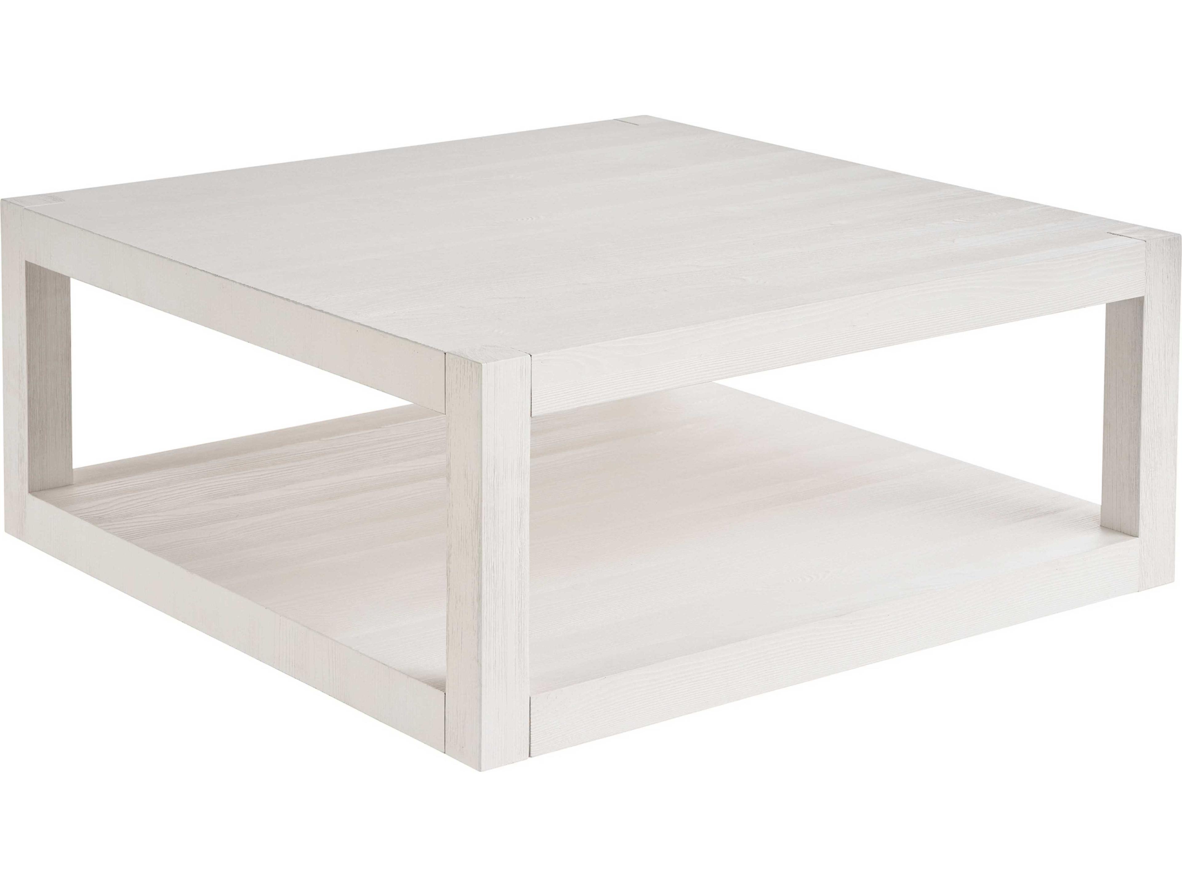 Coastal Living Home Weekender Square Wood White Sand Coffee Table
