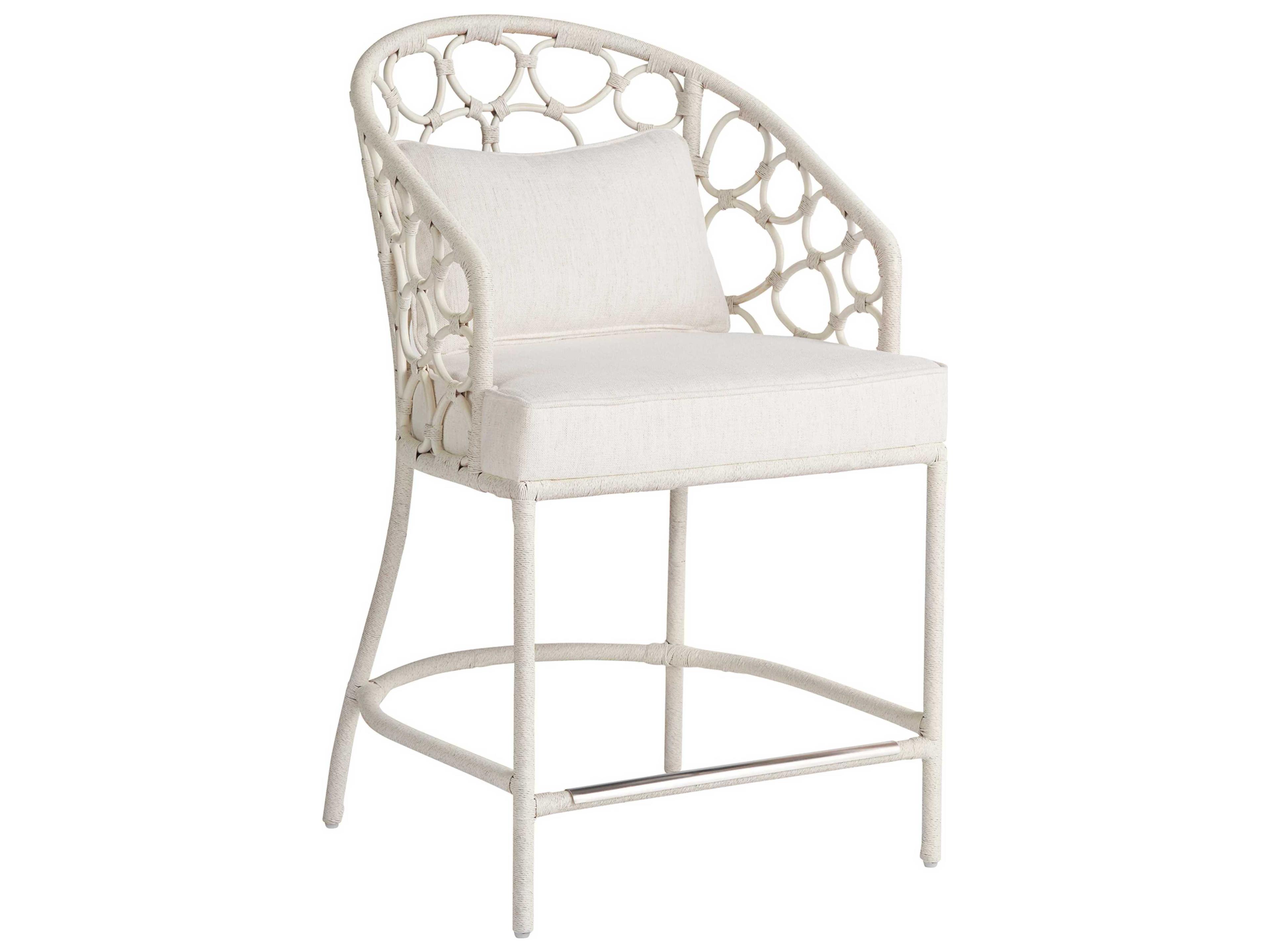 Coastal Living Home Weekender Sea Salt Upholstered Rattan Counter Stool