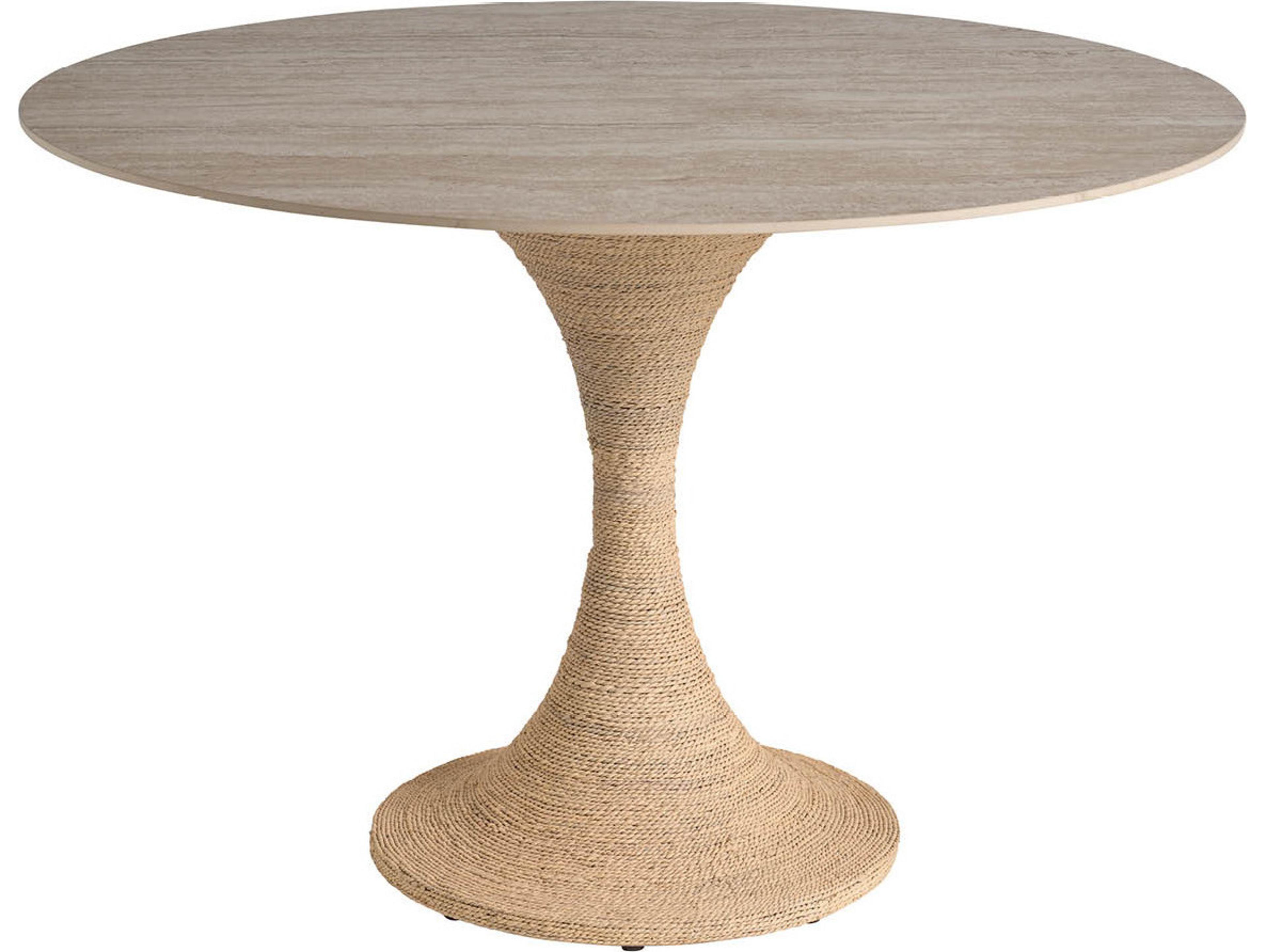 Coastal Living Home Oasis Round Stone Natual And Travertine Dining Table