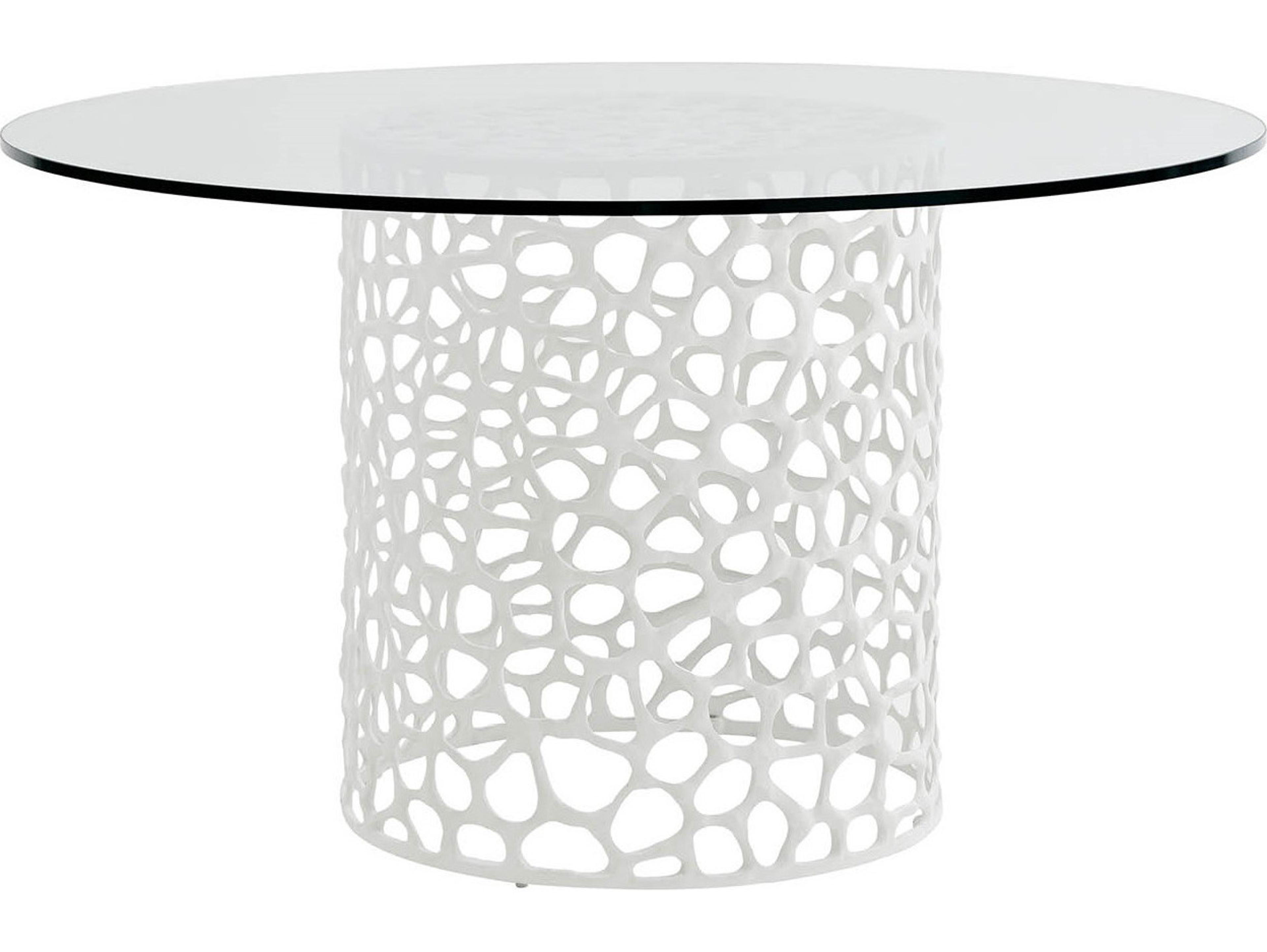 Coastal Living Home Oasis Round Glass White Dining Table