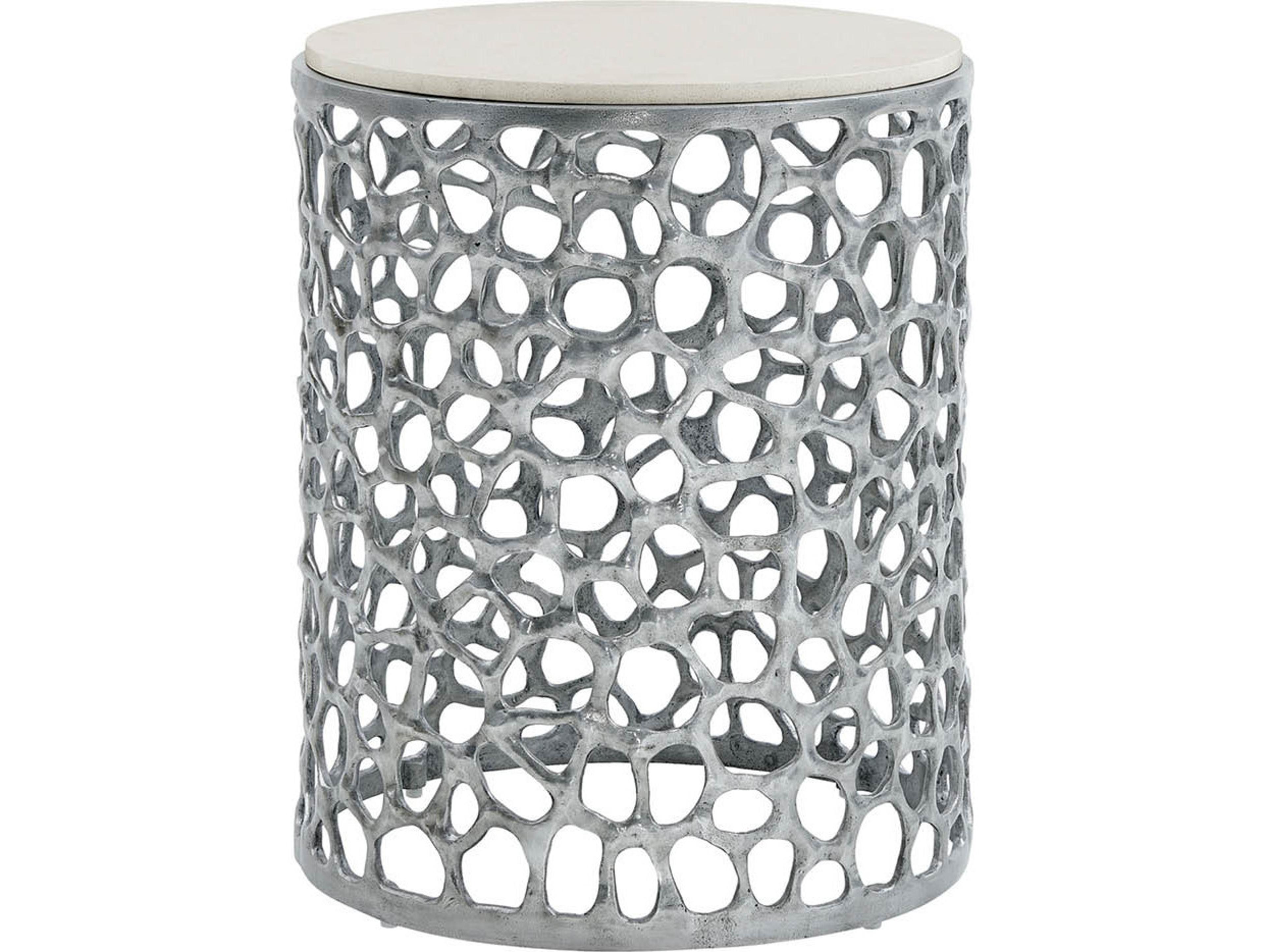 Coastal Living Home Oasis Round Stone Gray End Table