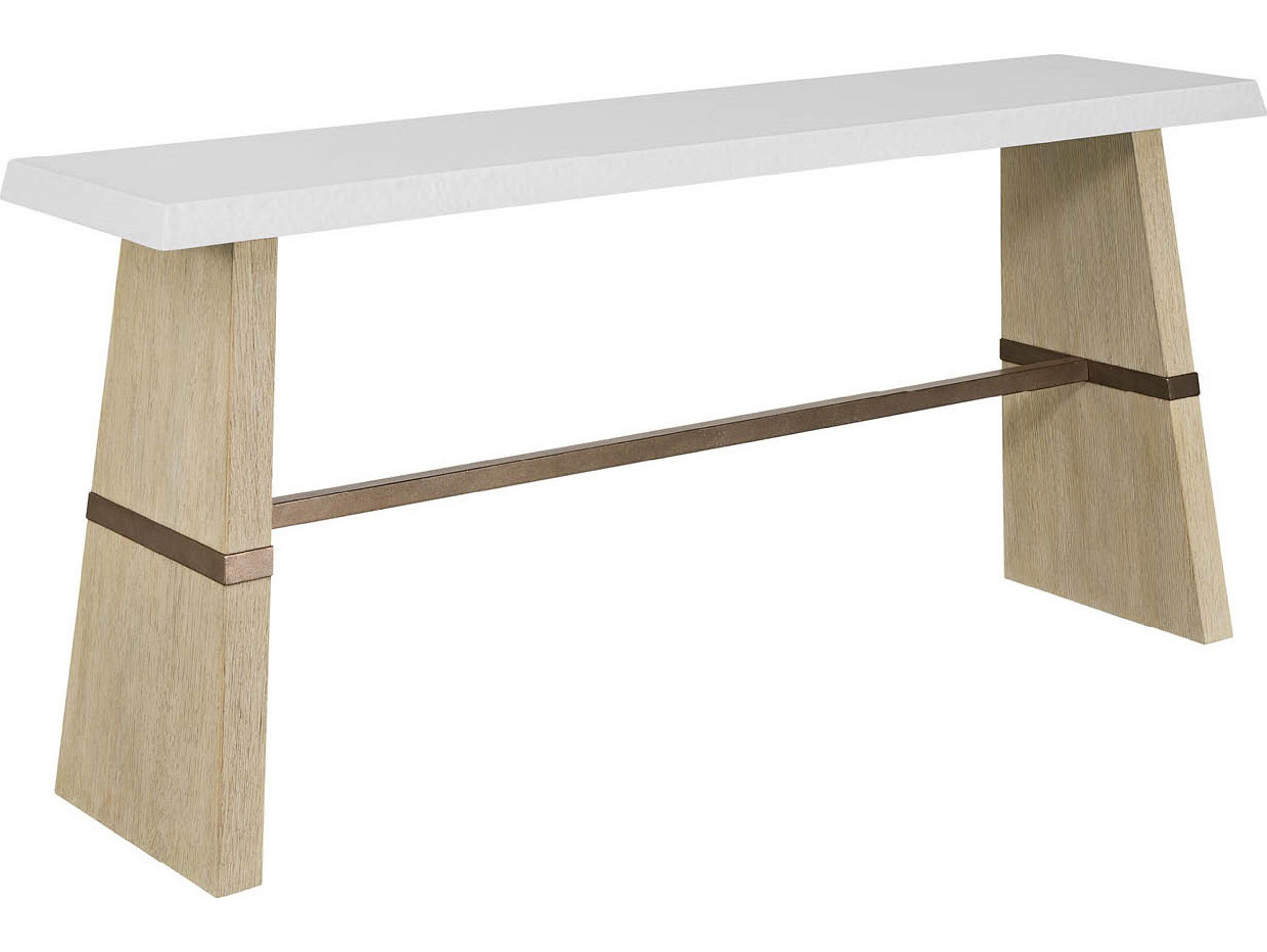 Coastal Living Home Oasis Rectangular Wood Dockside Tan Console Table