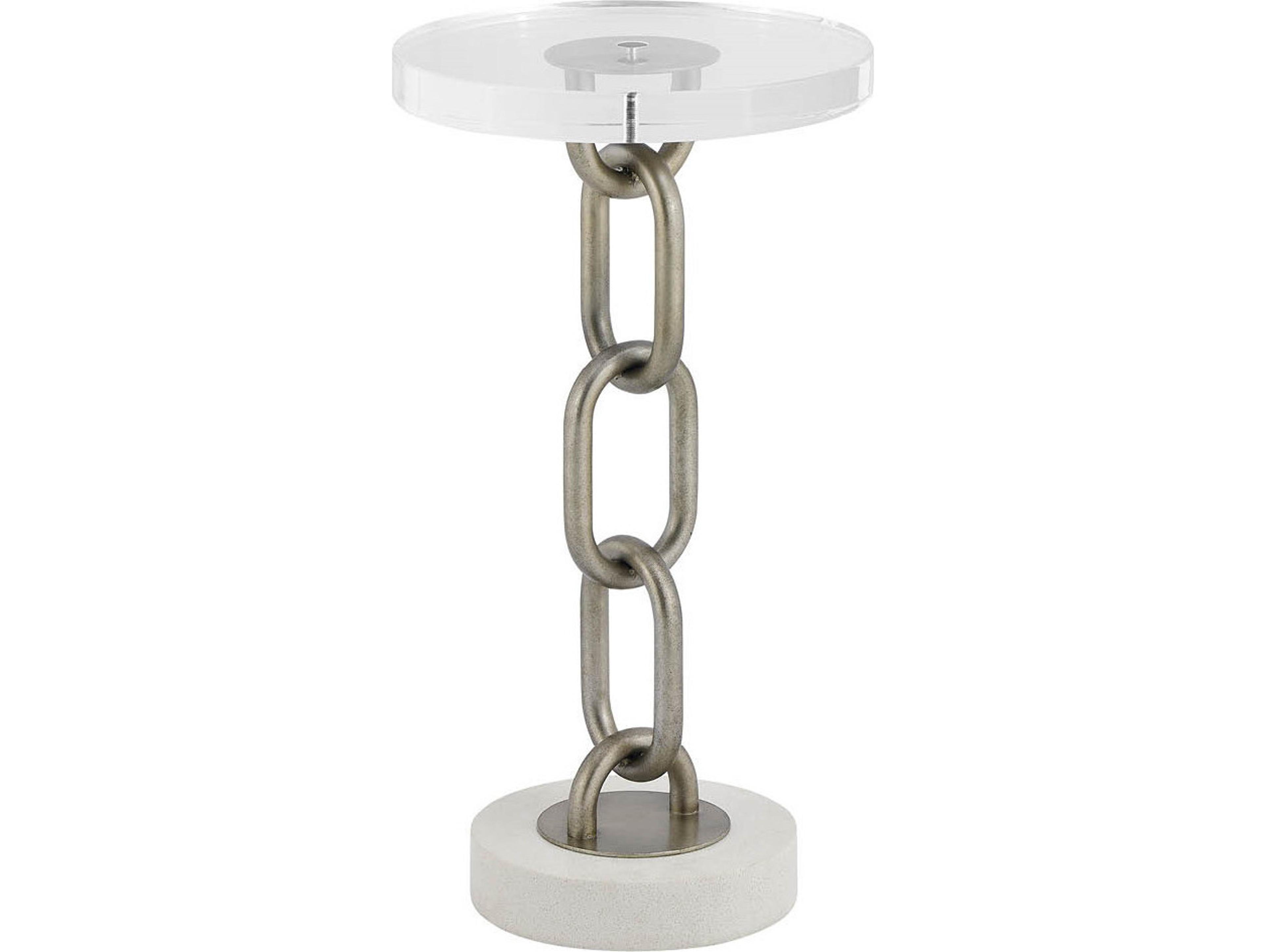 Coastal Living Home Oasis Round Acrylic White And Gray End Table