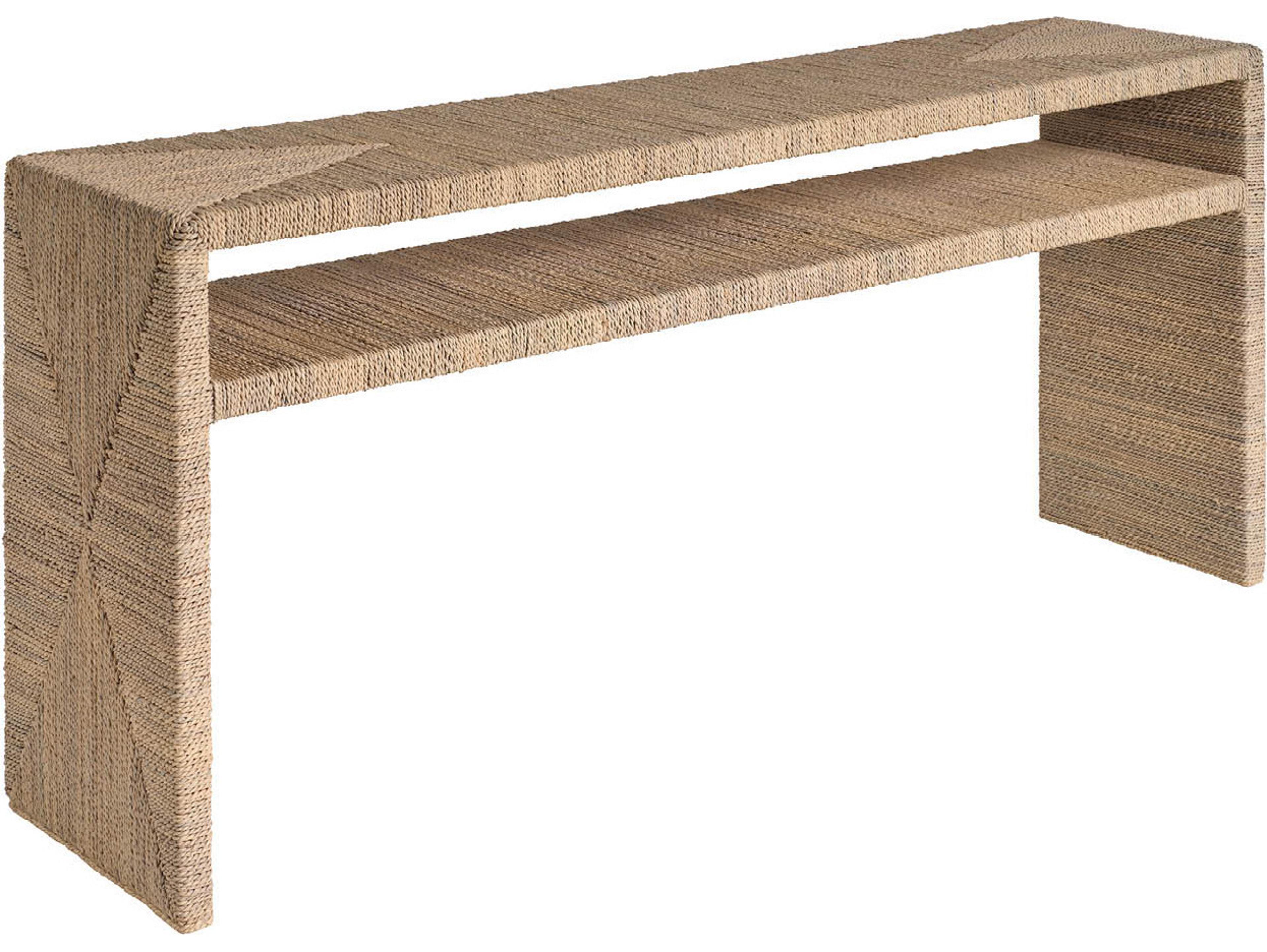 Coastal Living Home Oasis Rectangular Wicker Natural Tan Console Table