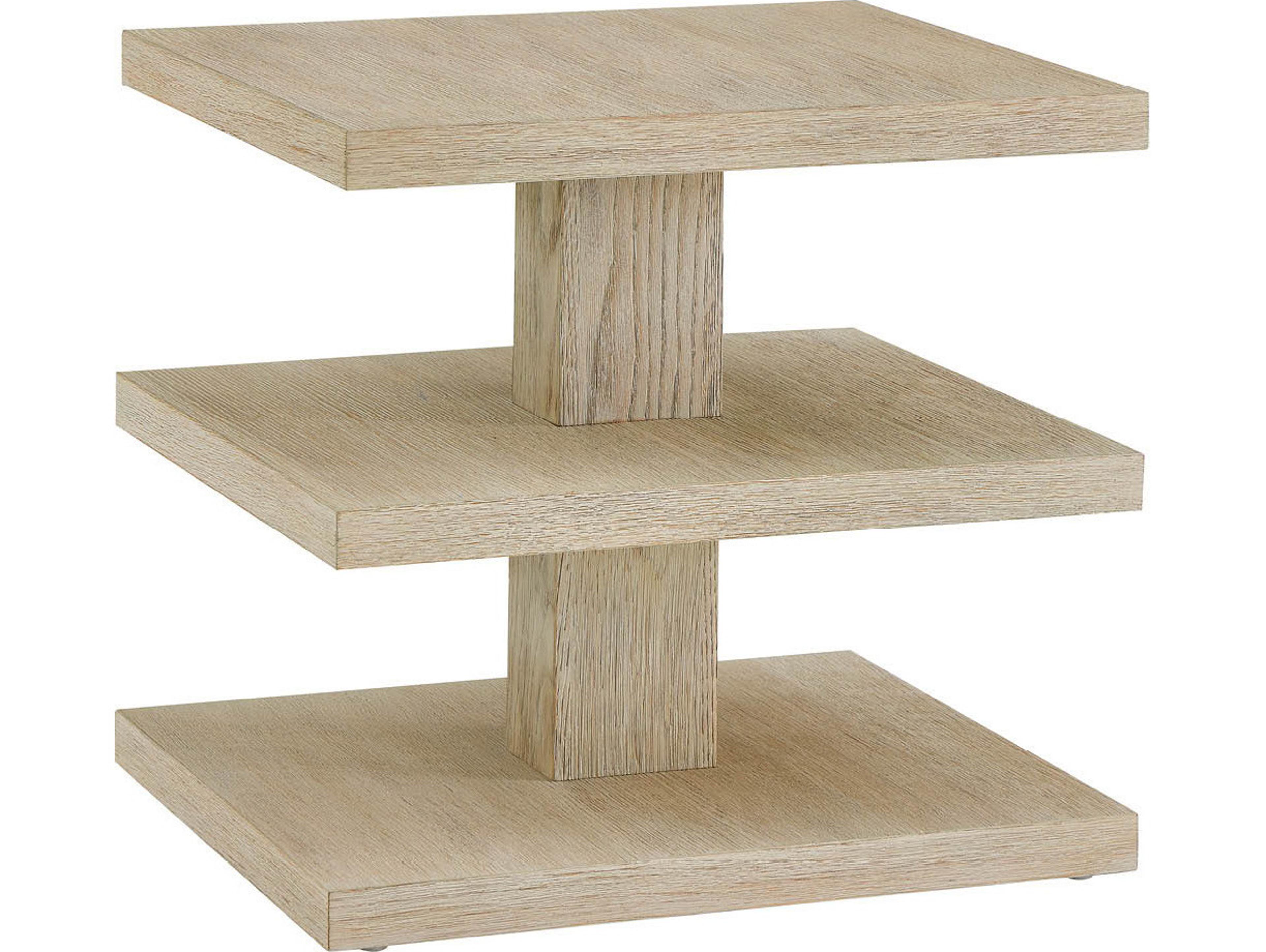 Coastal Living Home Oasis Square Wood Dockside Tan End Table