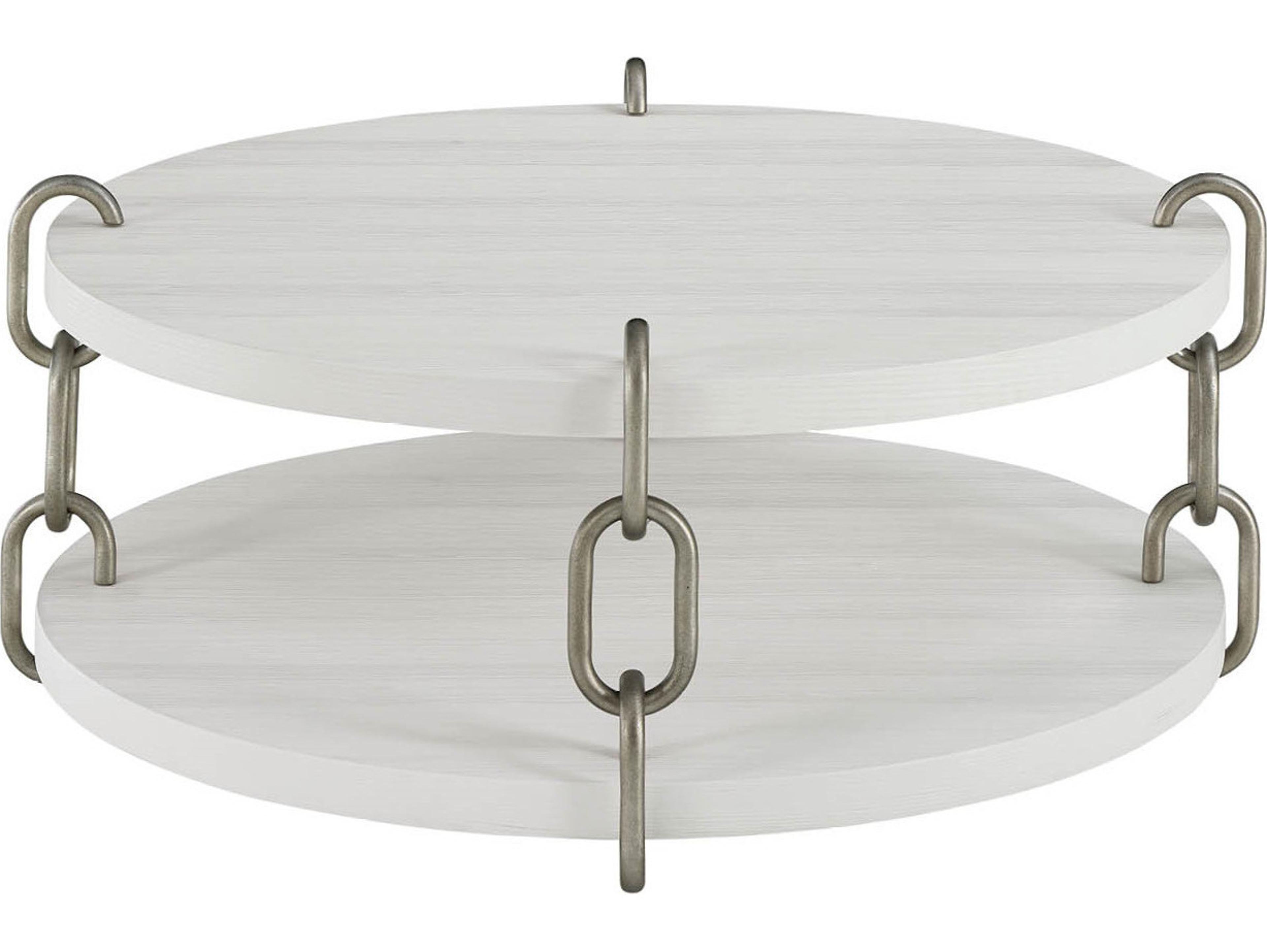 Coastal Living Home Oasis Round Wood Shoreline White Coffee Table