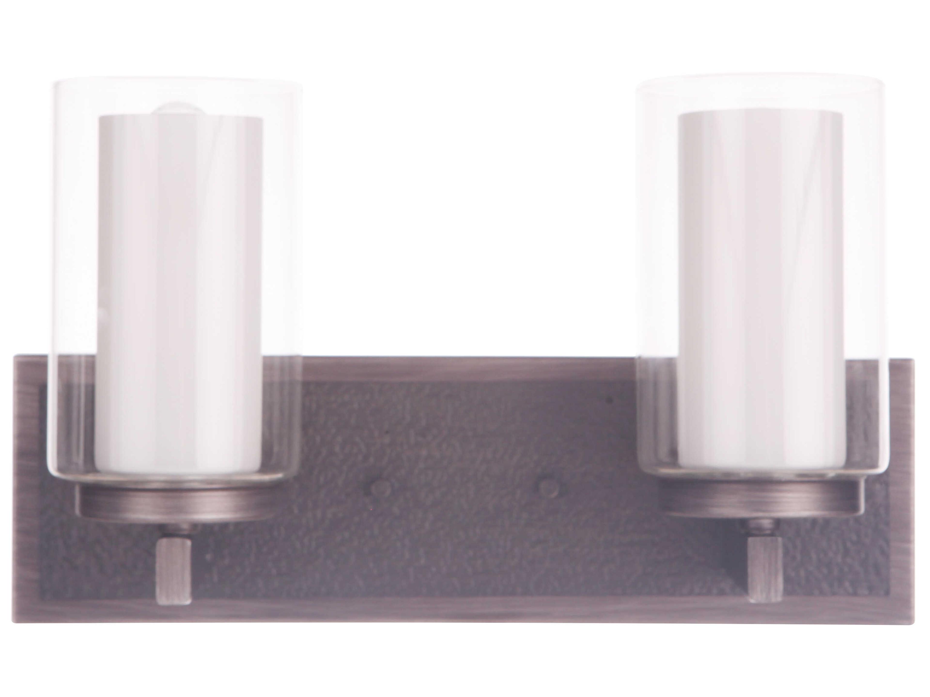 Craftmade Texture 2-Light Natural Iron Vintage Gray Glass Vanity Light