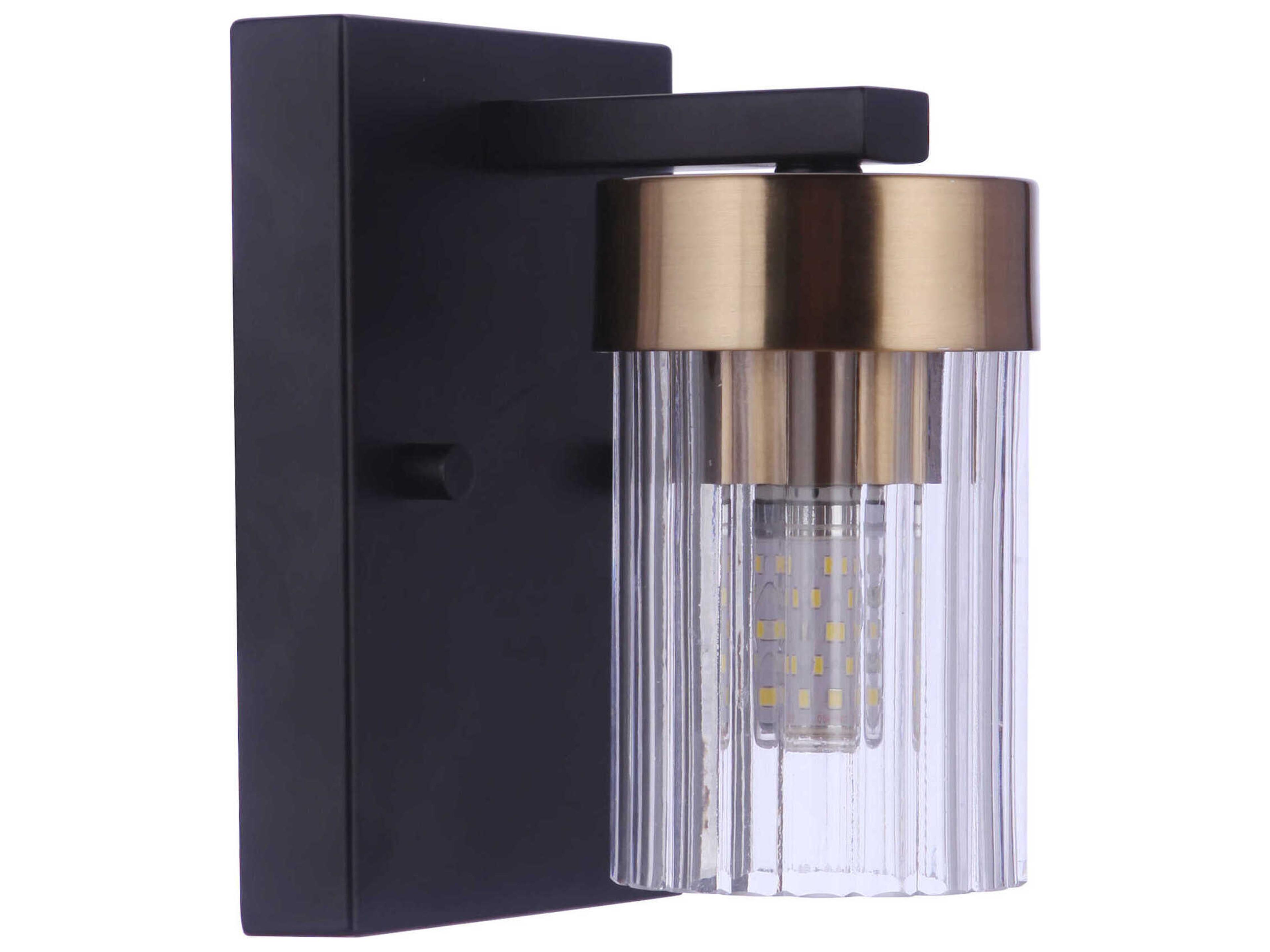 Craftmade Bond Street 1-Light Flat Black Satin Brass Wall Sconce