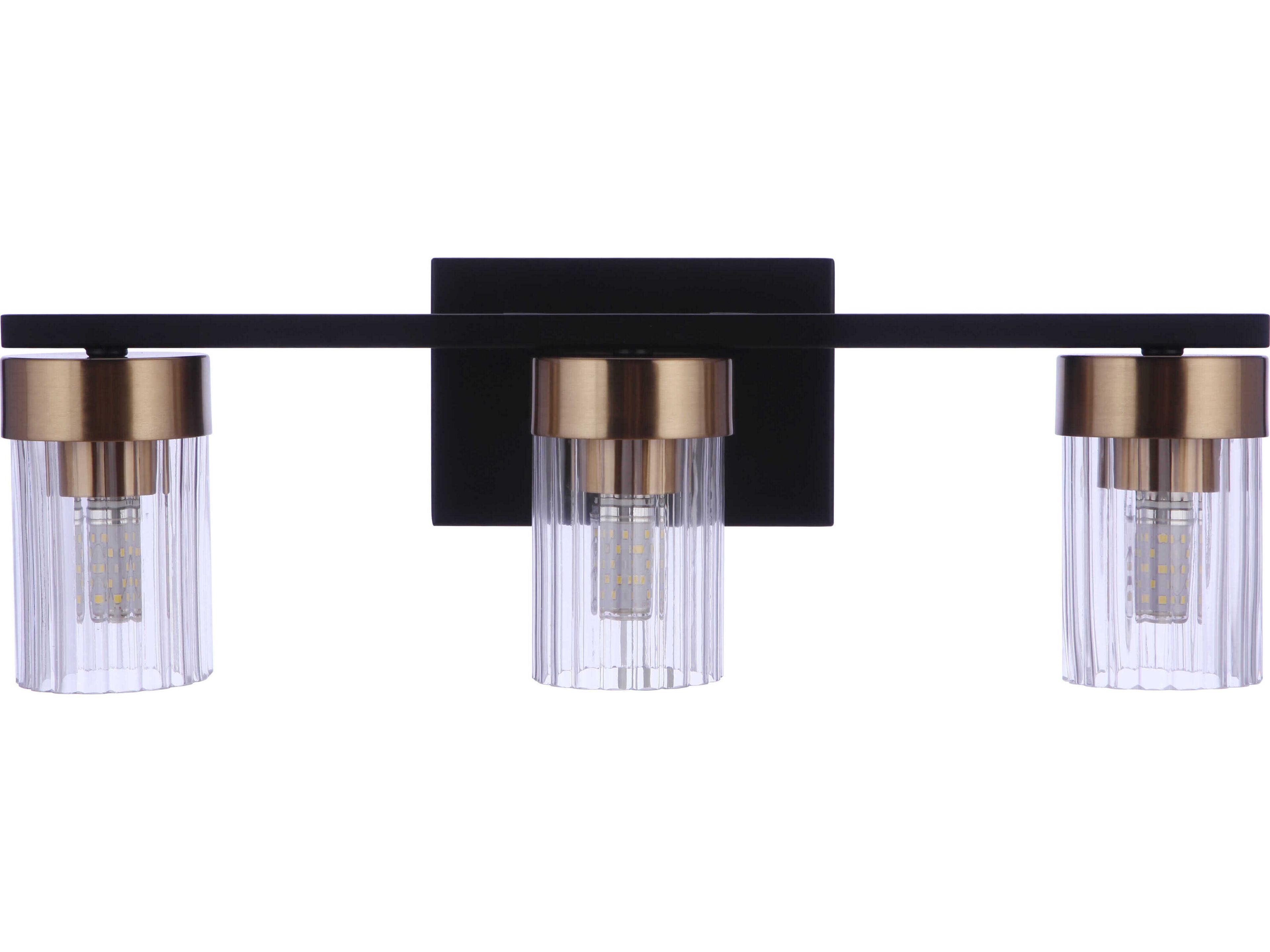 Craftmade Bond Street 3-Light Flat Black Satin Brass Vanity Light