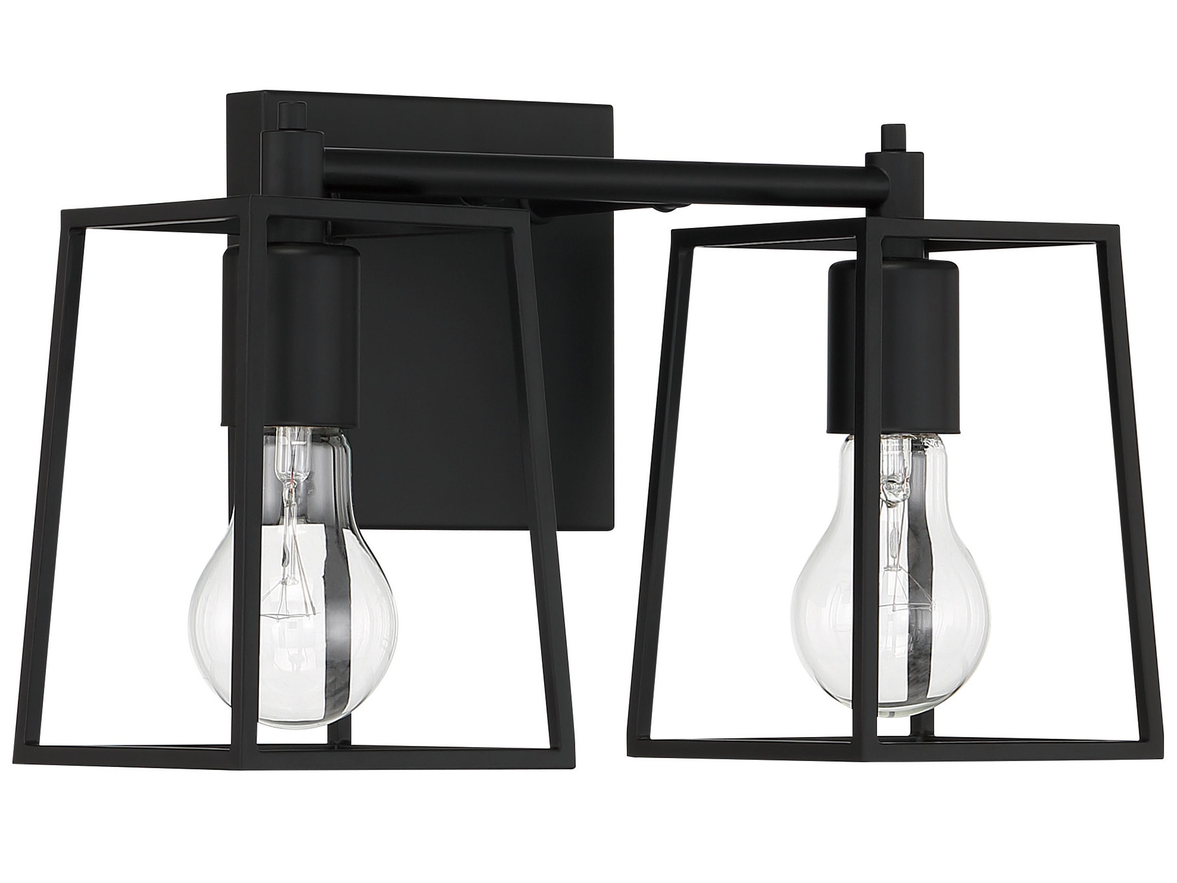 Craftmade Dunn 2-Light Flat Black Glass Vanity Light