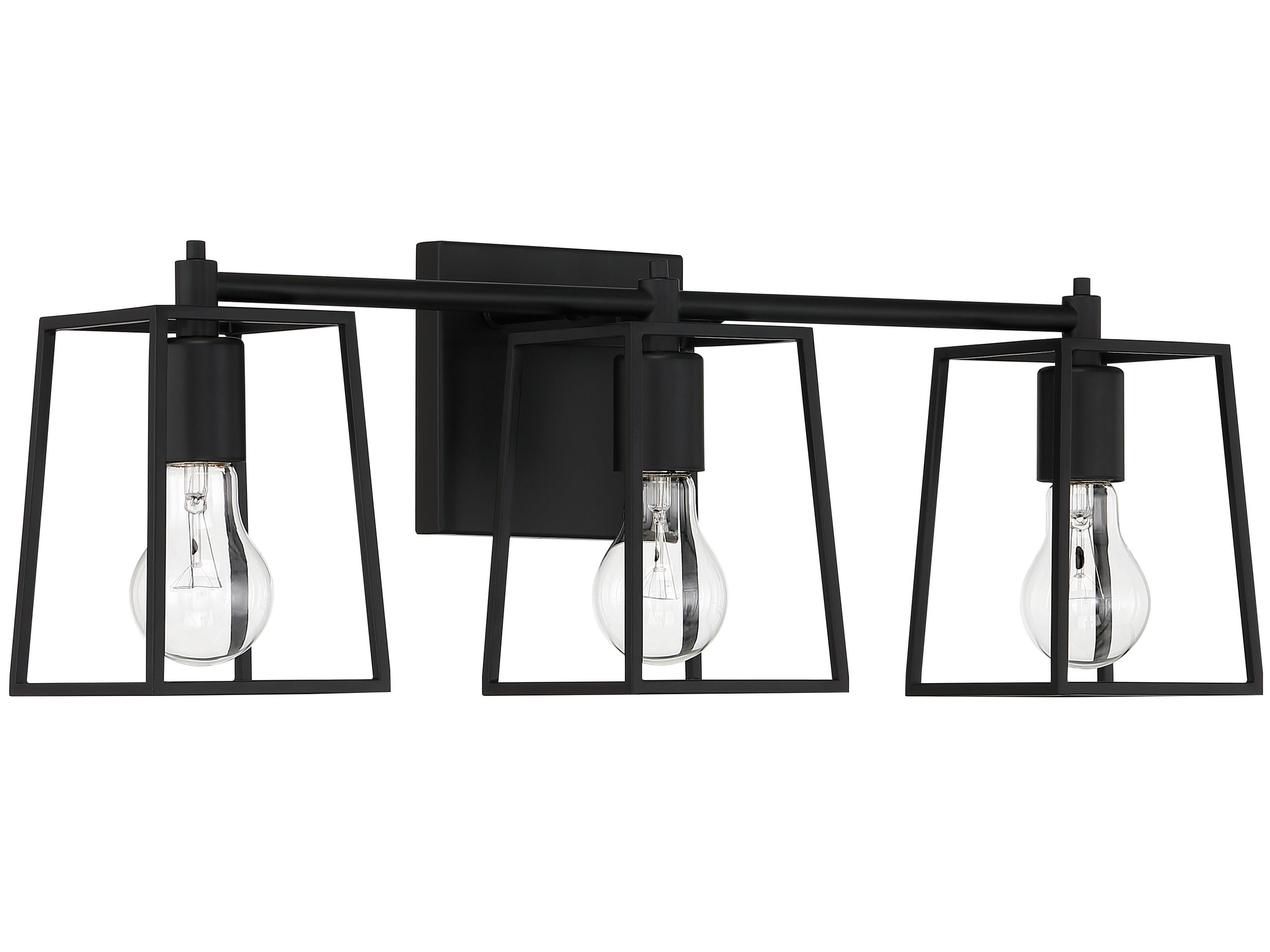 Craftmade Dunn 3-Light Flat Black Glass Vanity Light