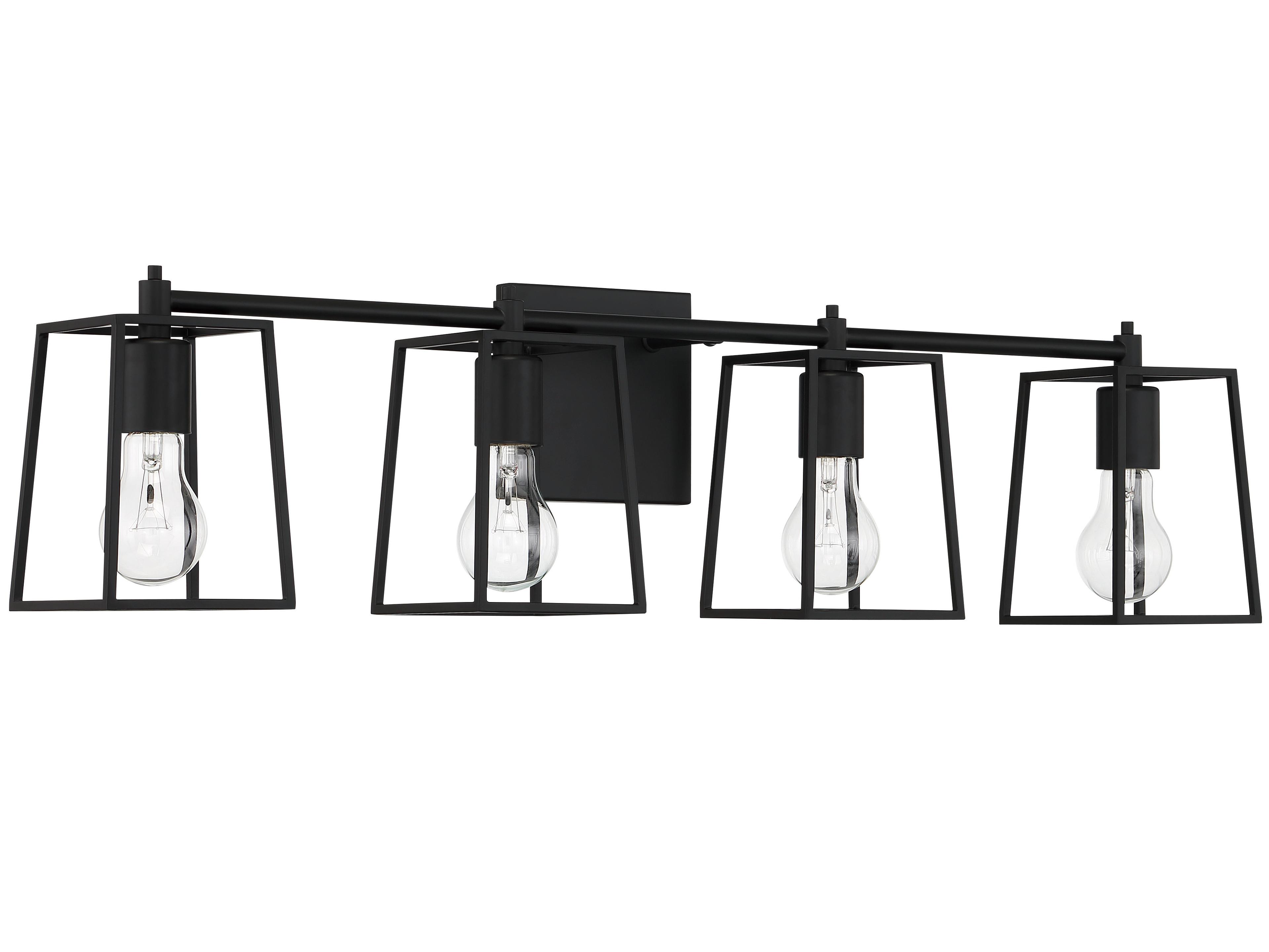 Craftmade Dunn 4-Light Flat Black Glass Vanity Light