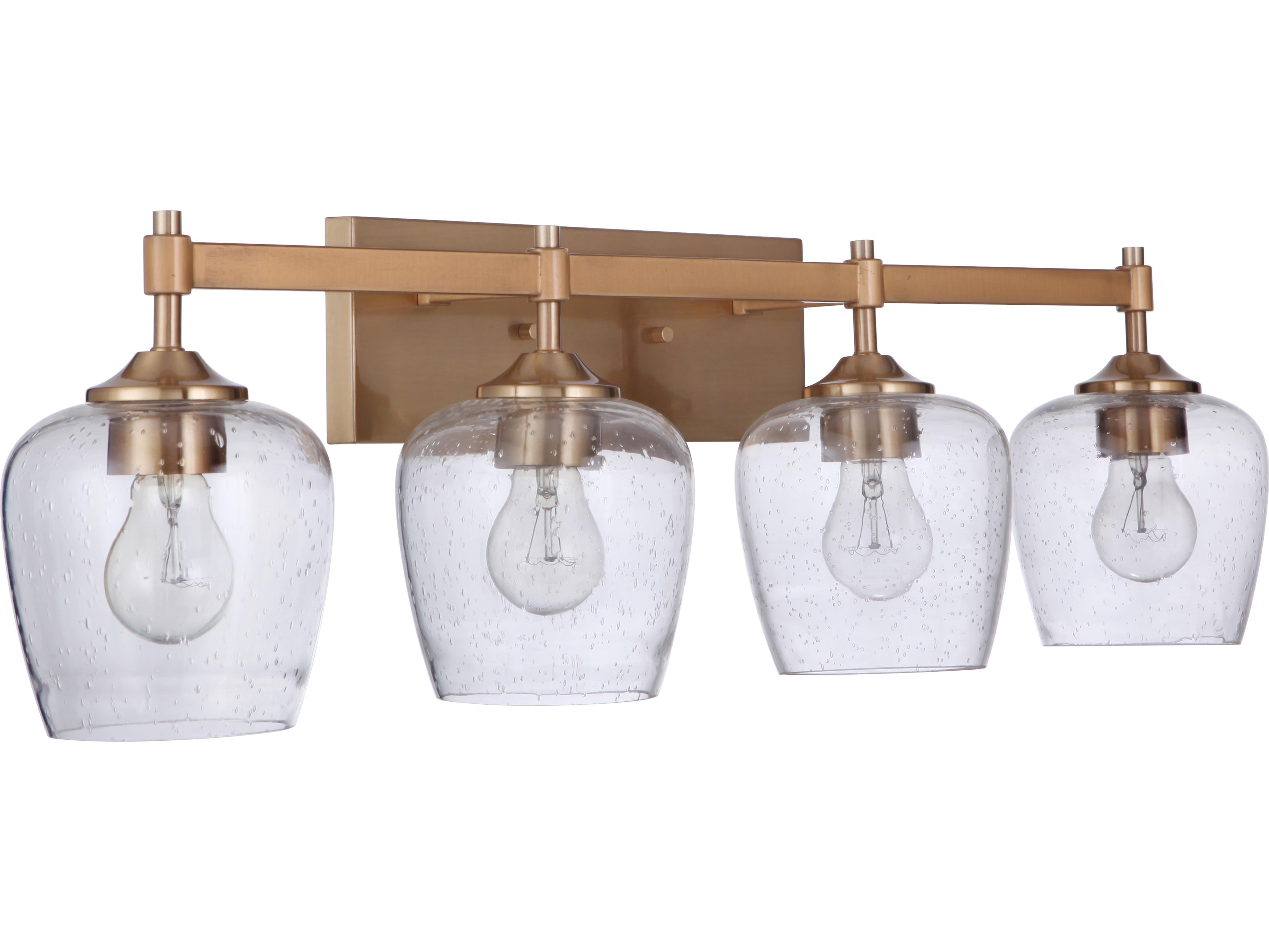 Craftmade Stellen 4-Light Satin Brass Glass Vanity Light