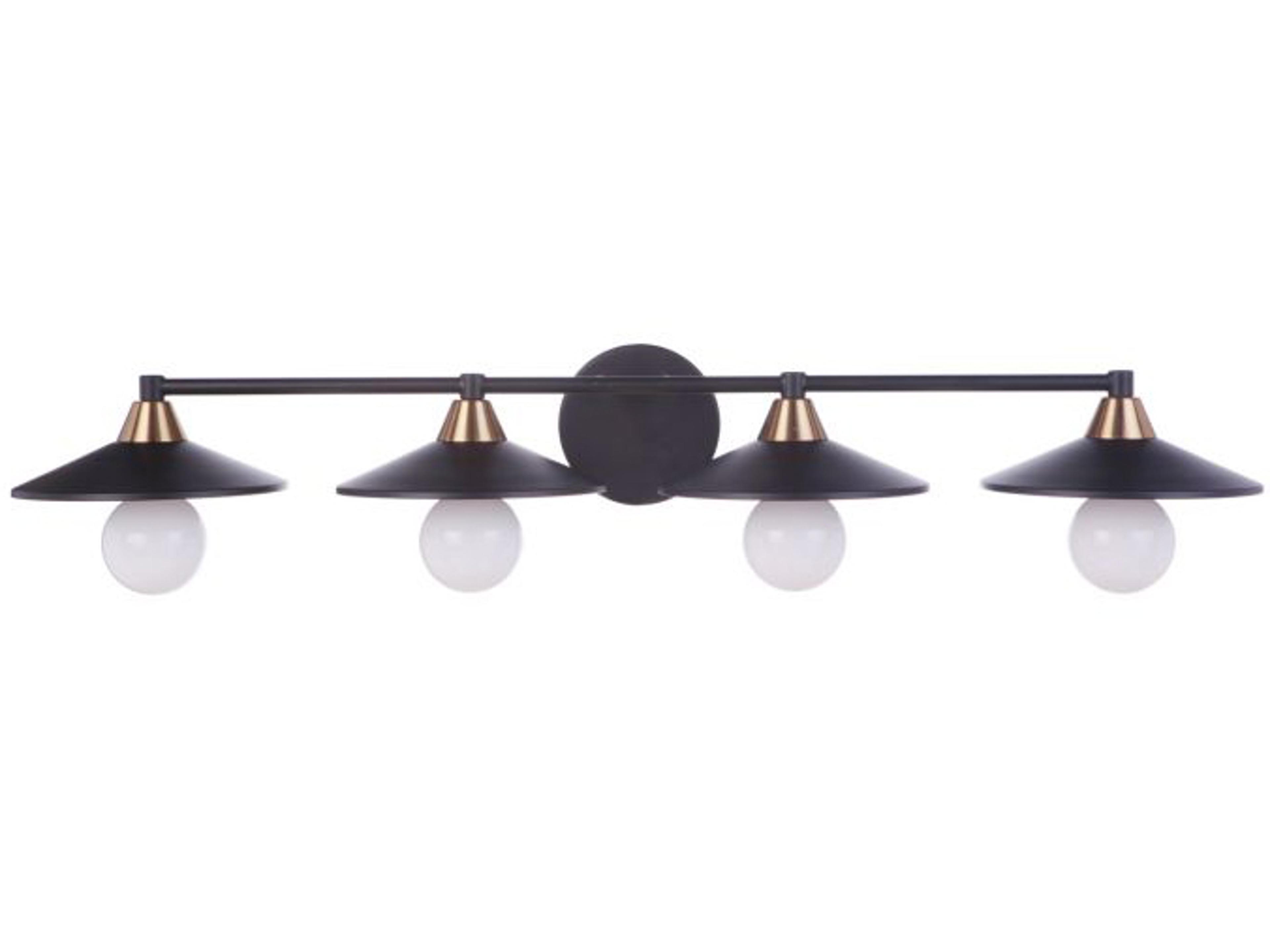 Craftmade Isaac 4-Light Flat Black Satin Brass Vanity Light