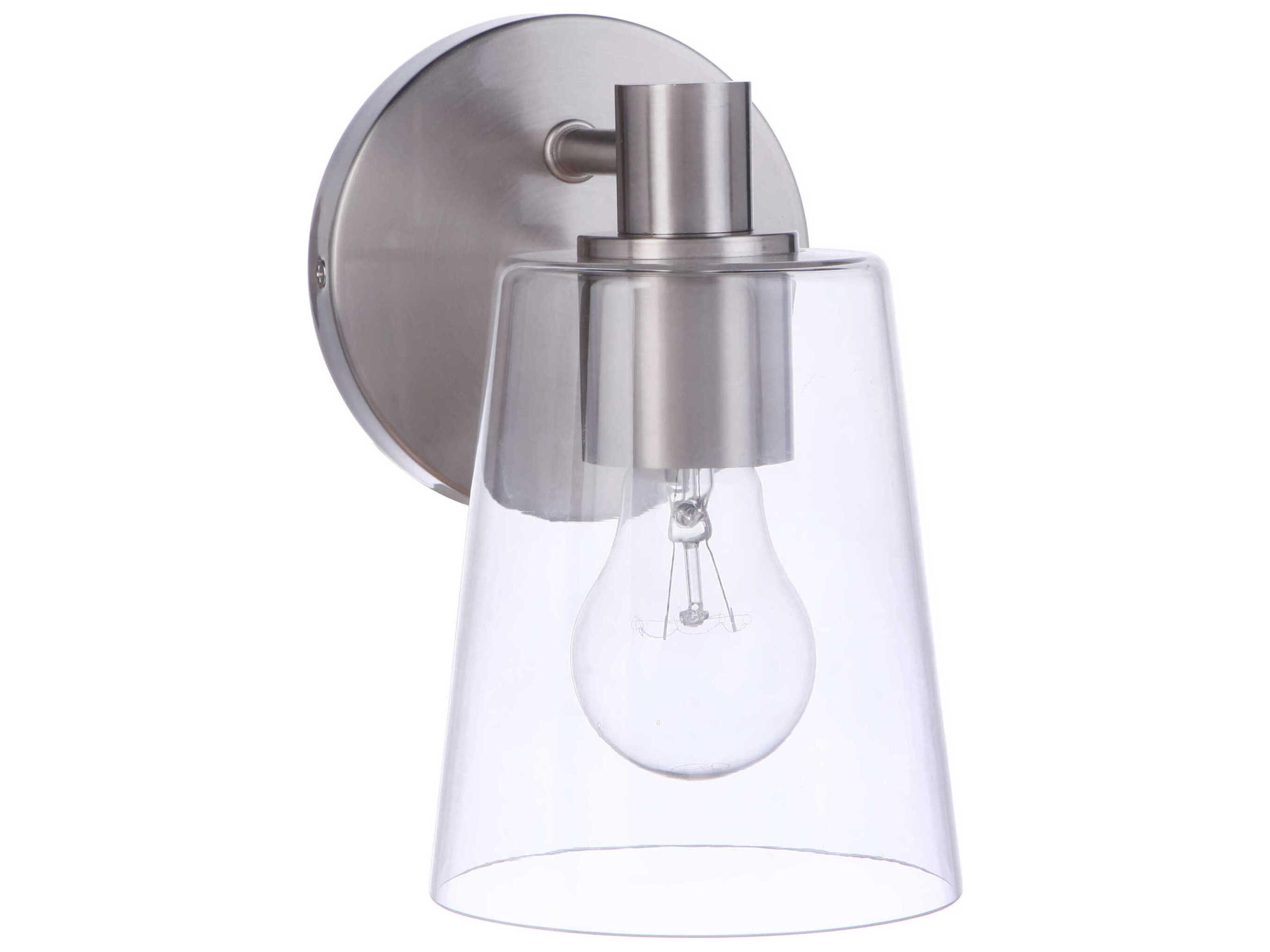 Craftmade Emilio 1-Light Brushed Polished Nickel Glass Vanity Light