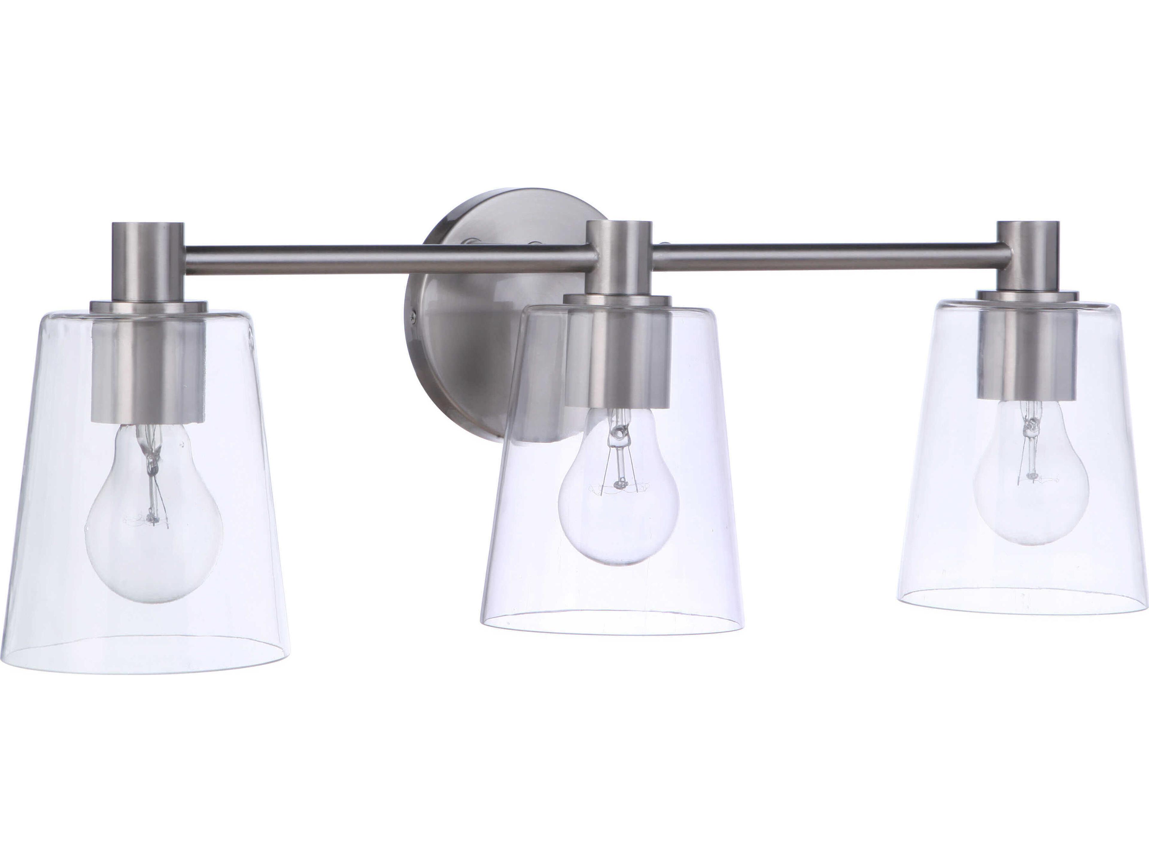 Craftmade Emilio 3-Light Brushed Polished Nickel Glass Vanity Light