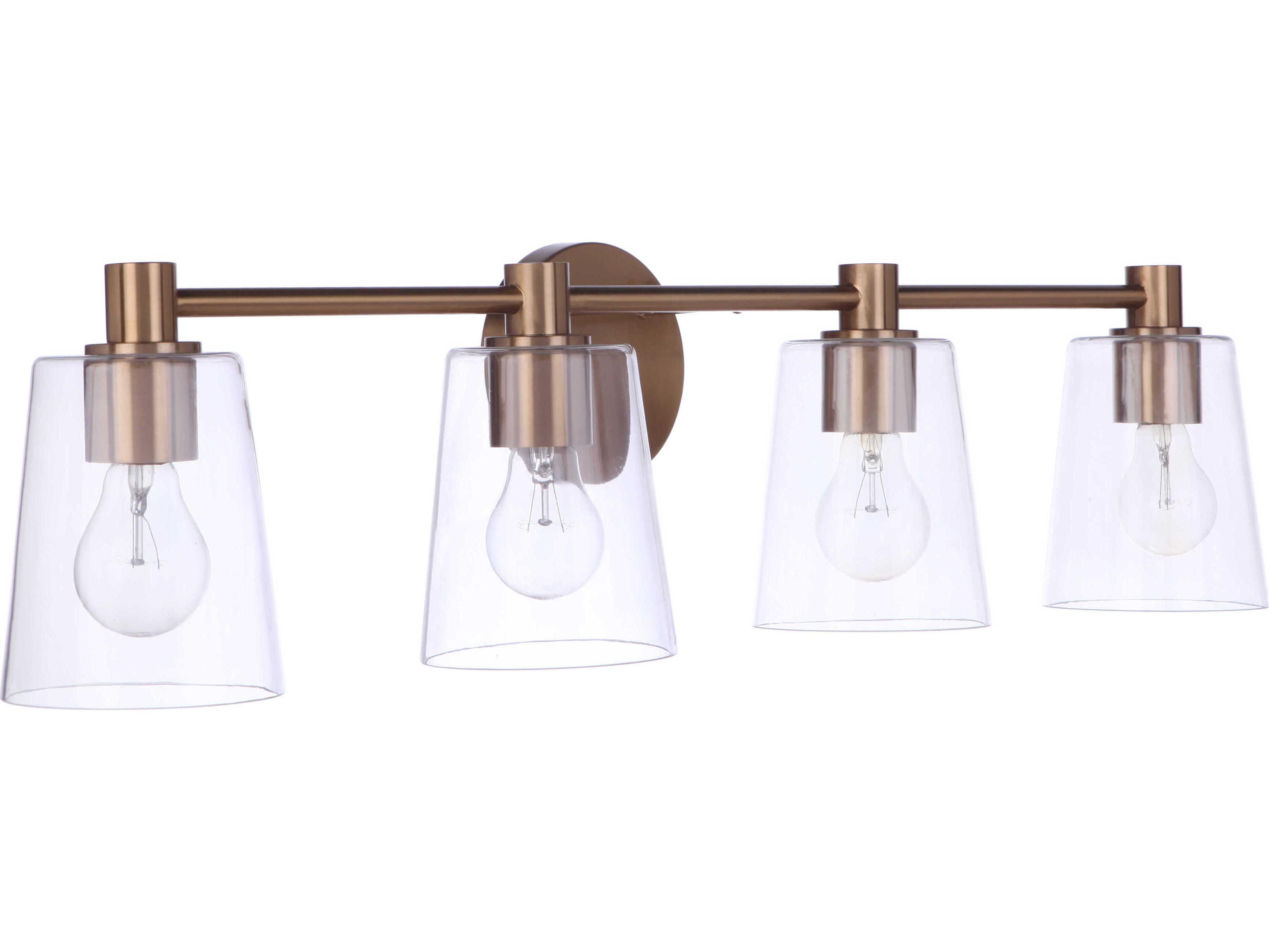 Craftmade Emilio 4-Light Satin Brass Glass Vanity Light