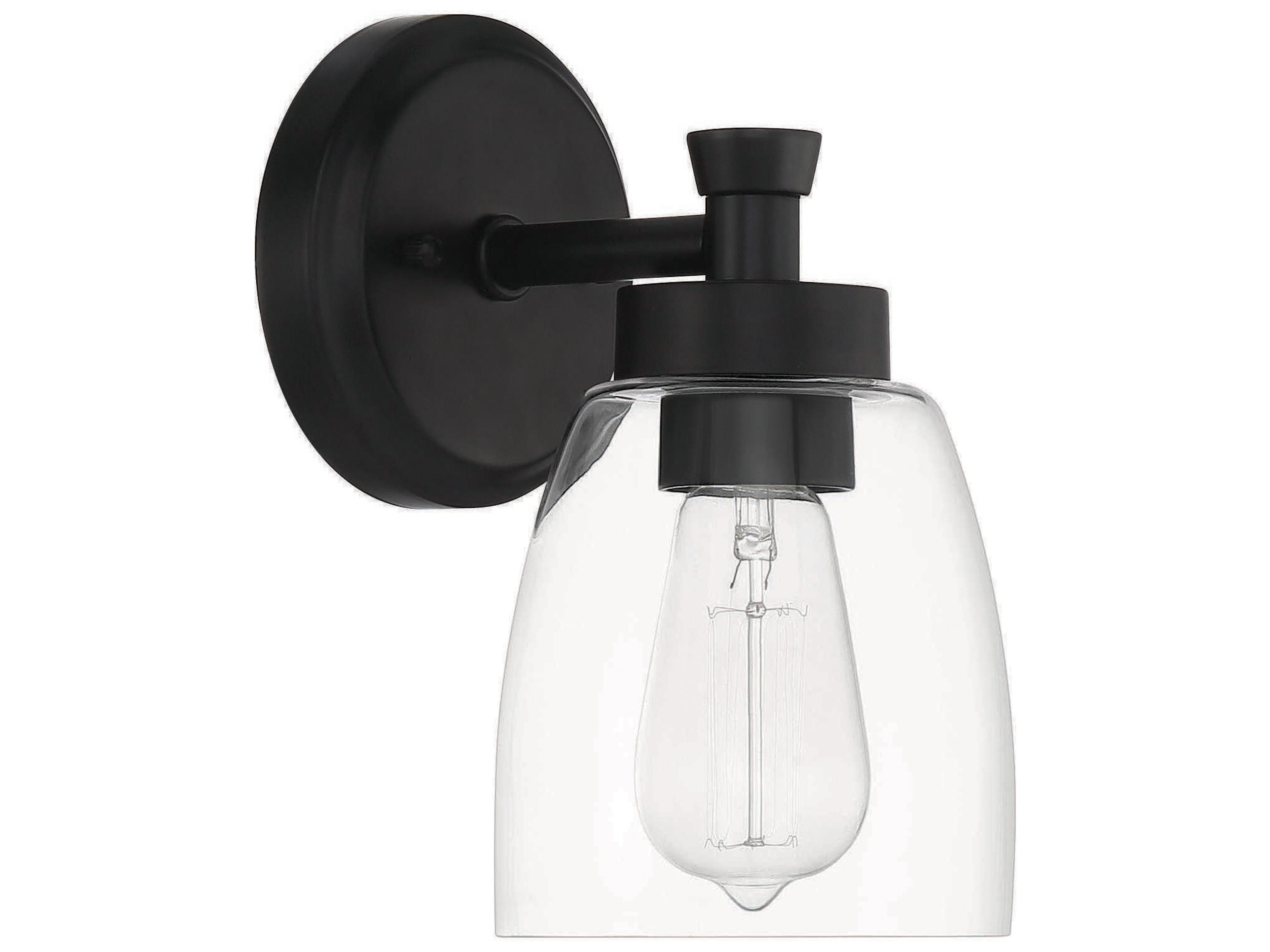 Craftmade Henning 1-Light Flat Black Glass Wall Sconce