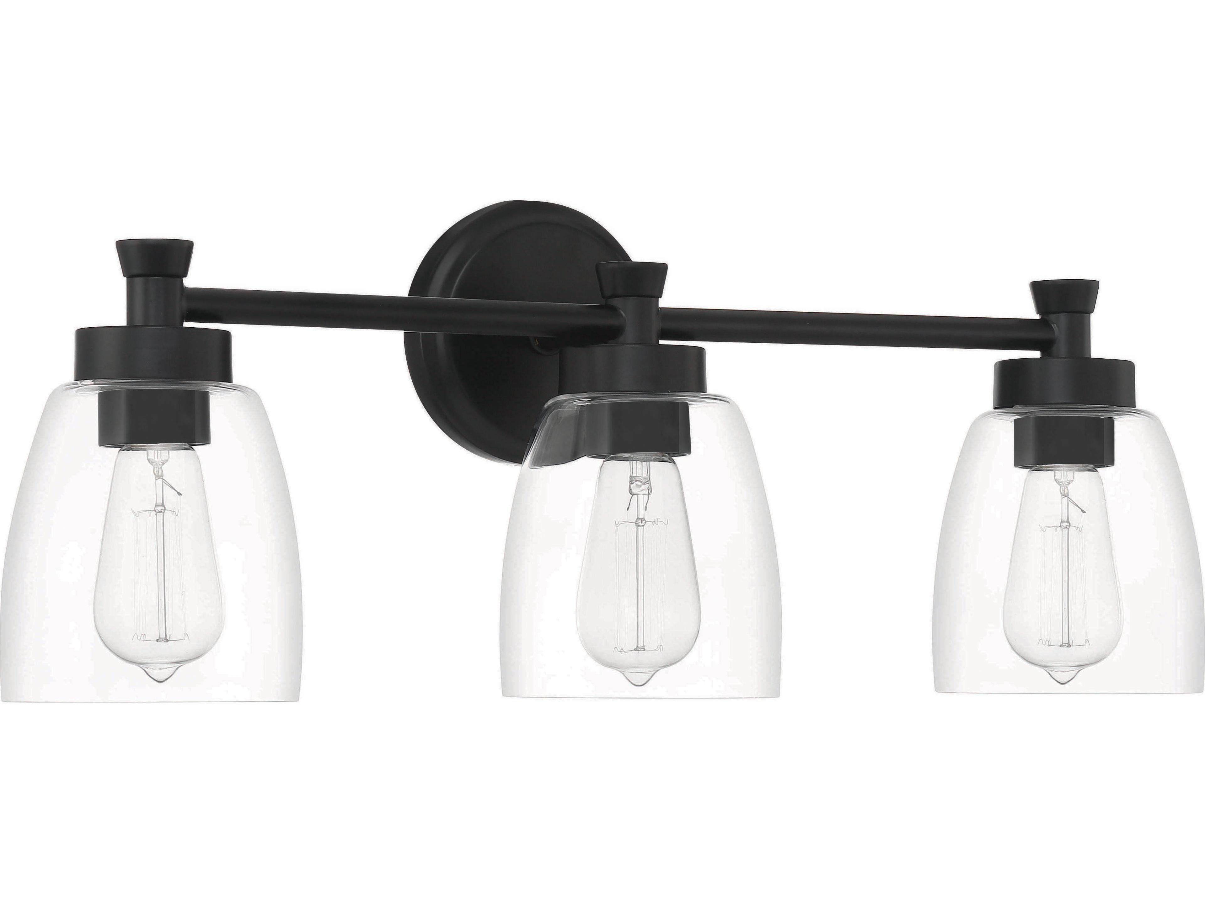 Craftmade Henning 3-Light Flat Black Glass Vanity Light