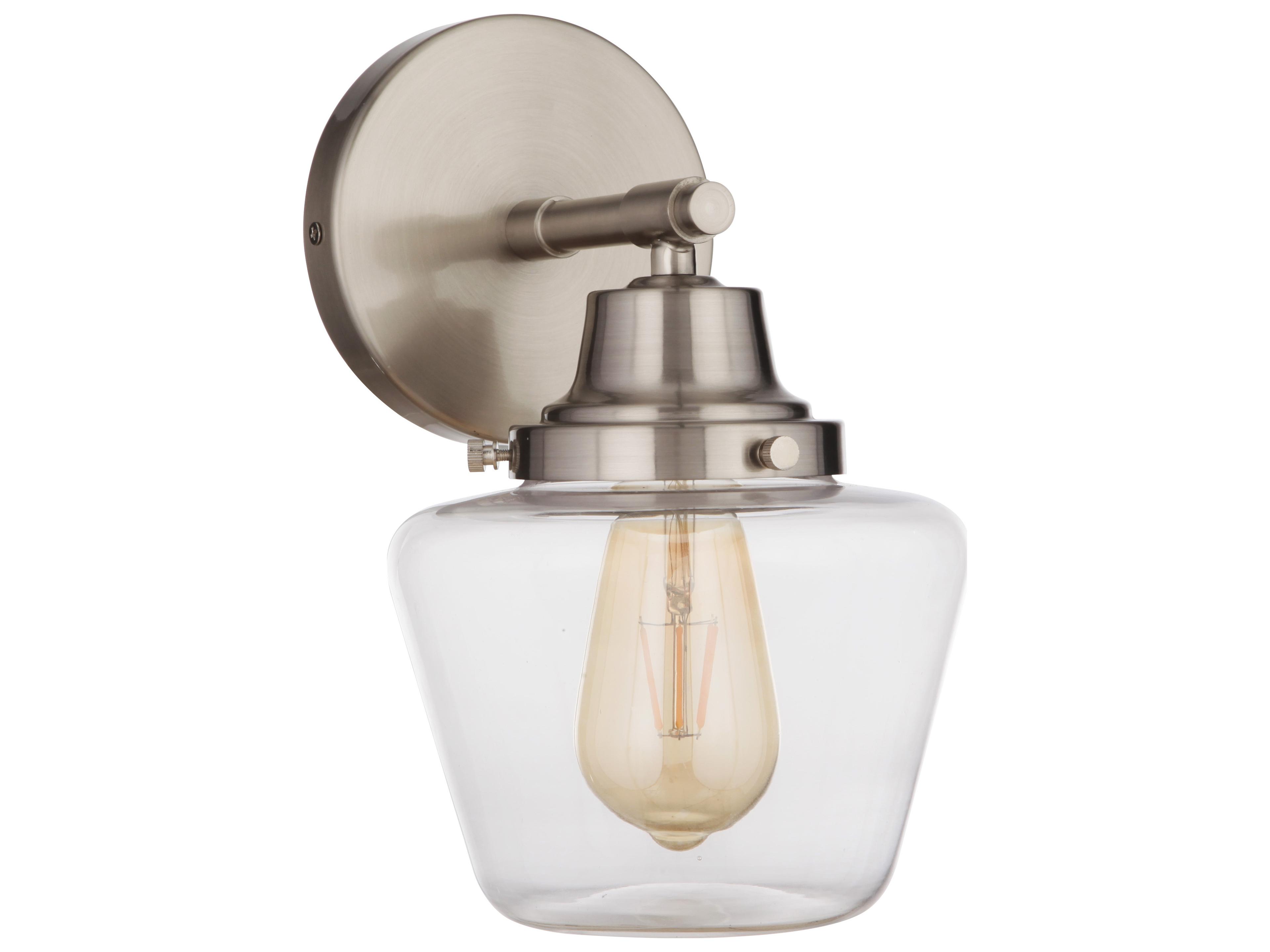 Craftmade Essex 1-Light Brushed Polished Nickel Glass Vanity Light