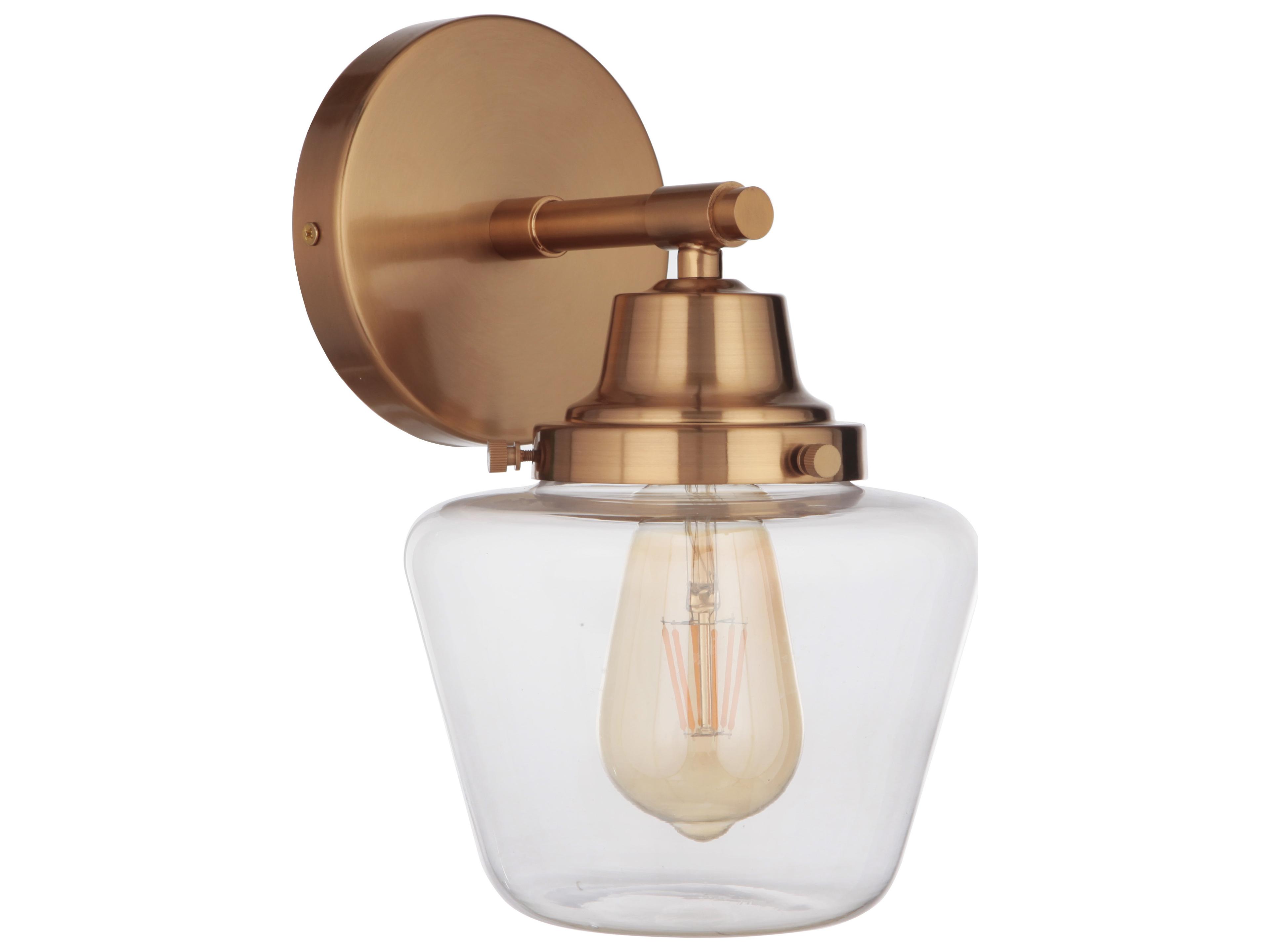 Craftmade Essex 1-Light Satin Brass Glass Vanity Light