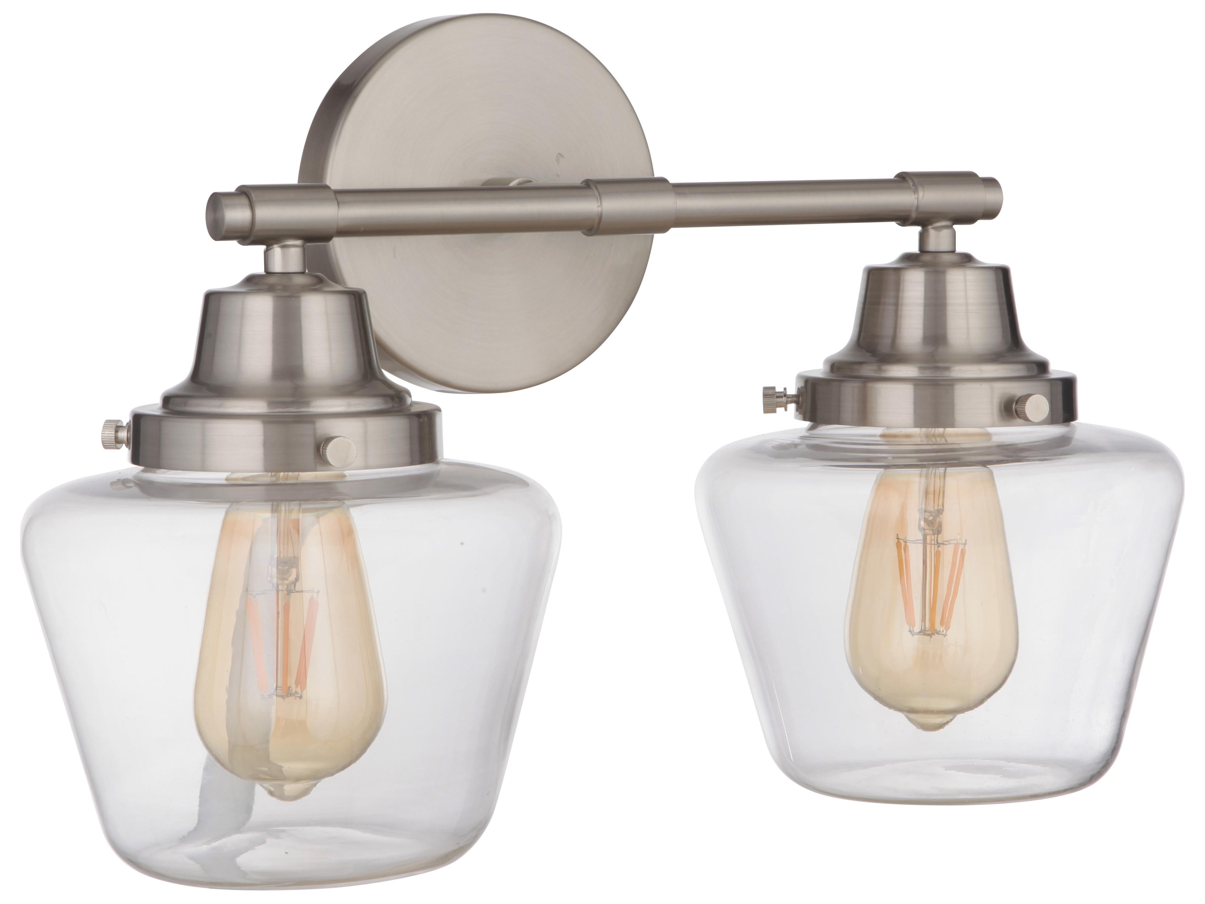 Craftmade Essex 2-Light Brushed Polished Nickel Glass Vanity Light