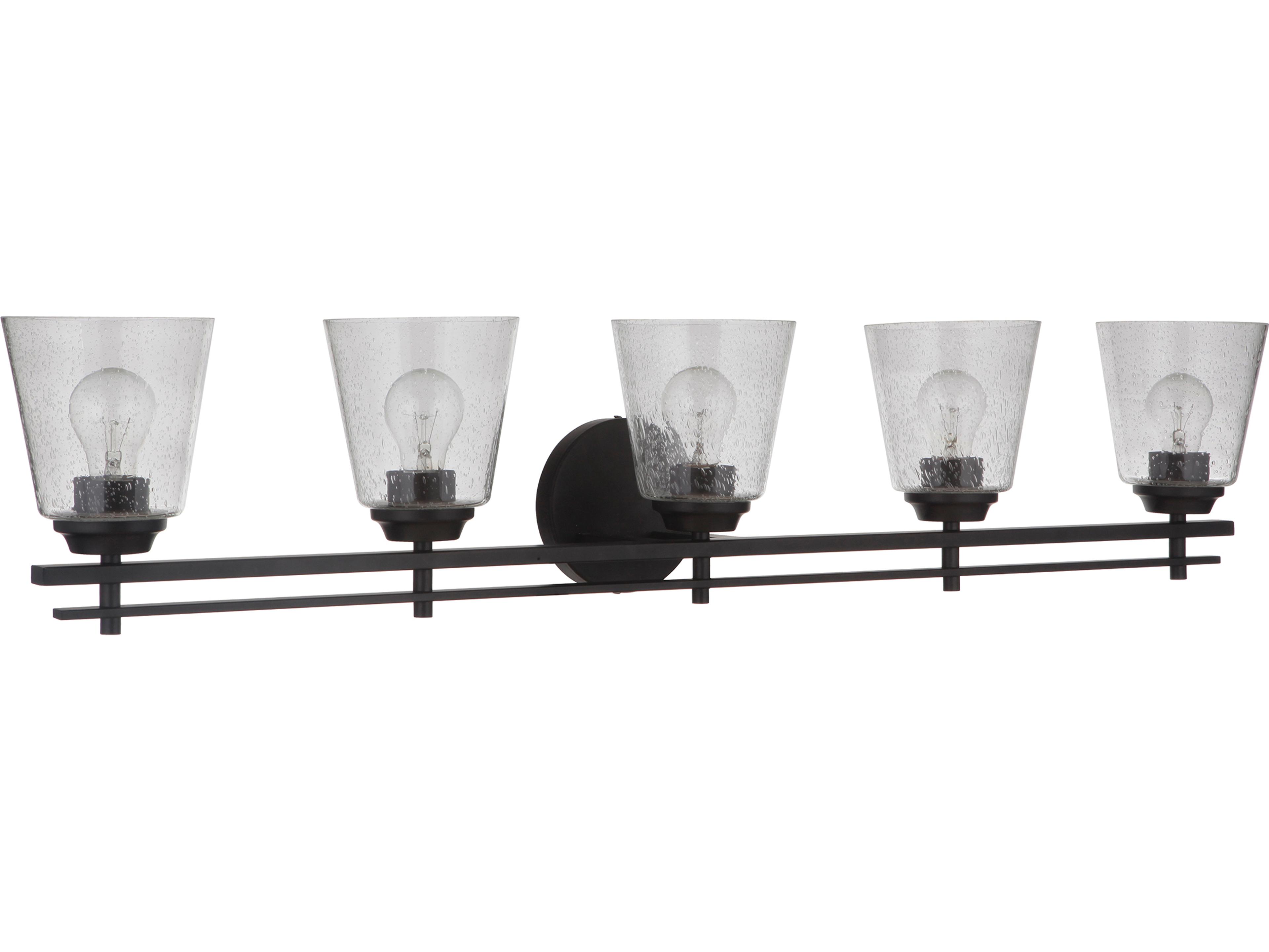 Craftmade Drake 5-Light Flat Black Glass Vanity Light