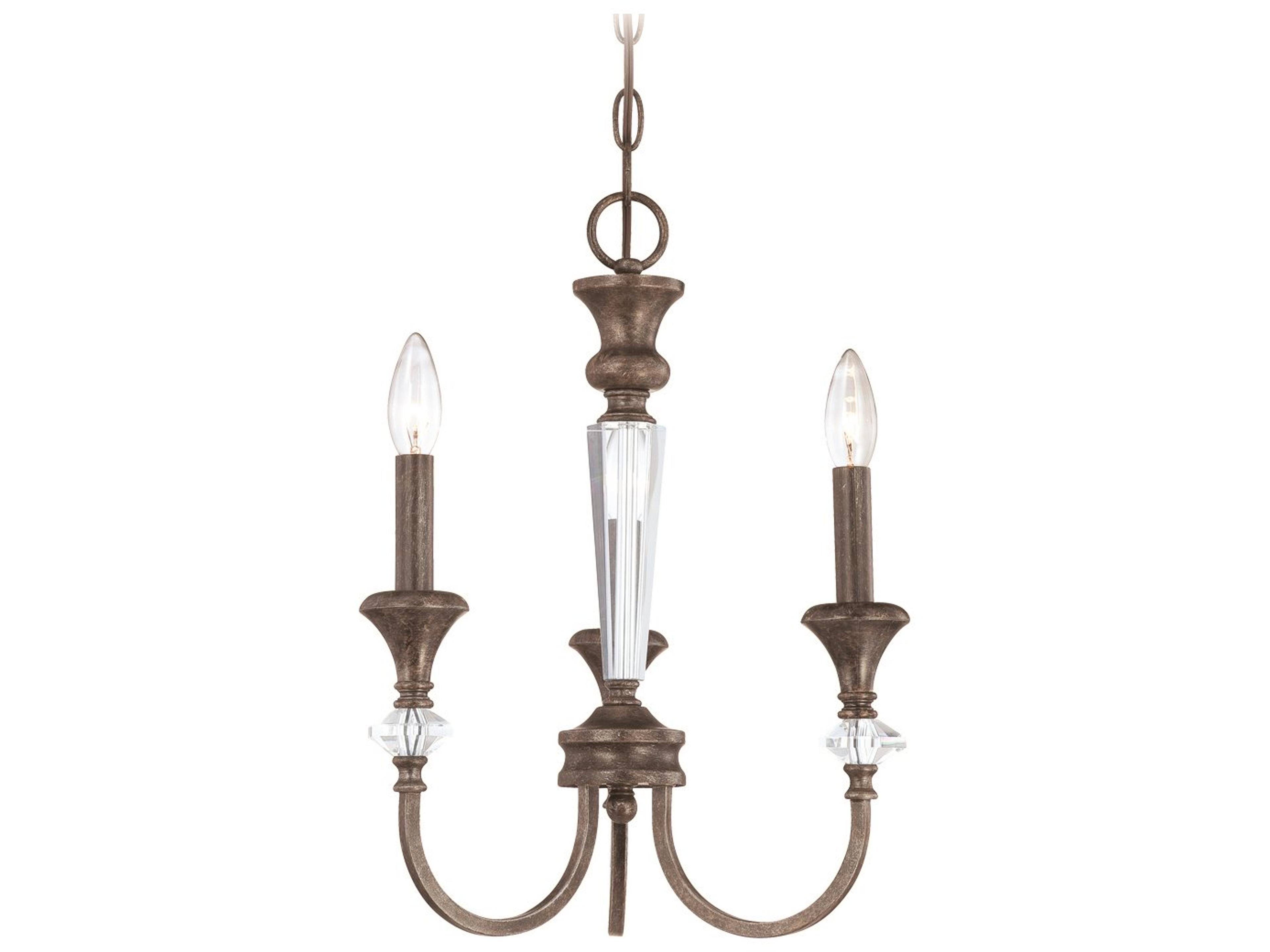 Craftmade Boulevard 3-Light Mocha Bronze Silver Crystal Glass Candelabra Chandelier