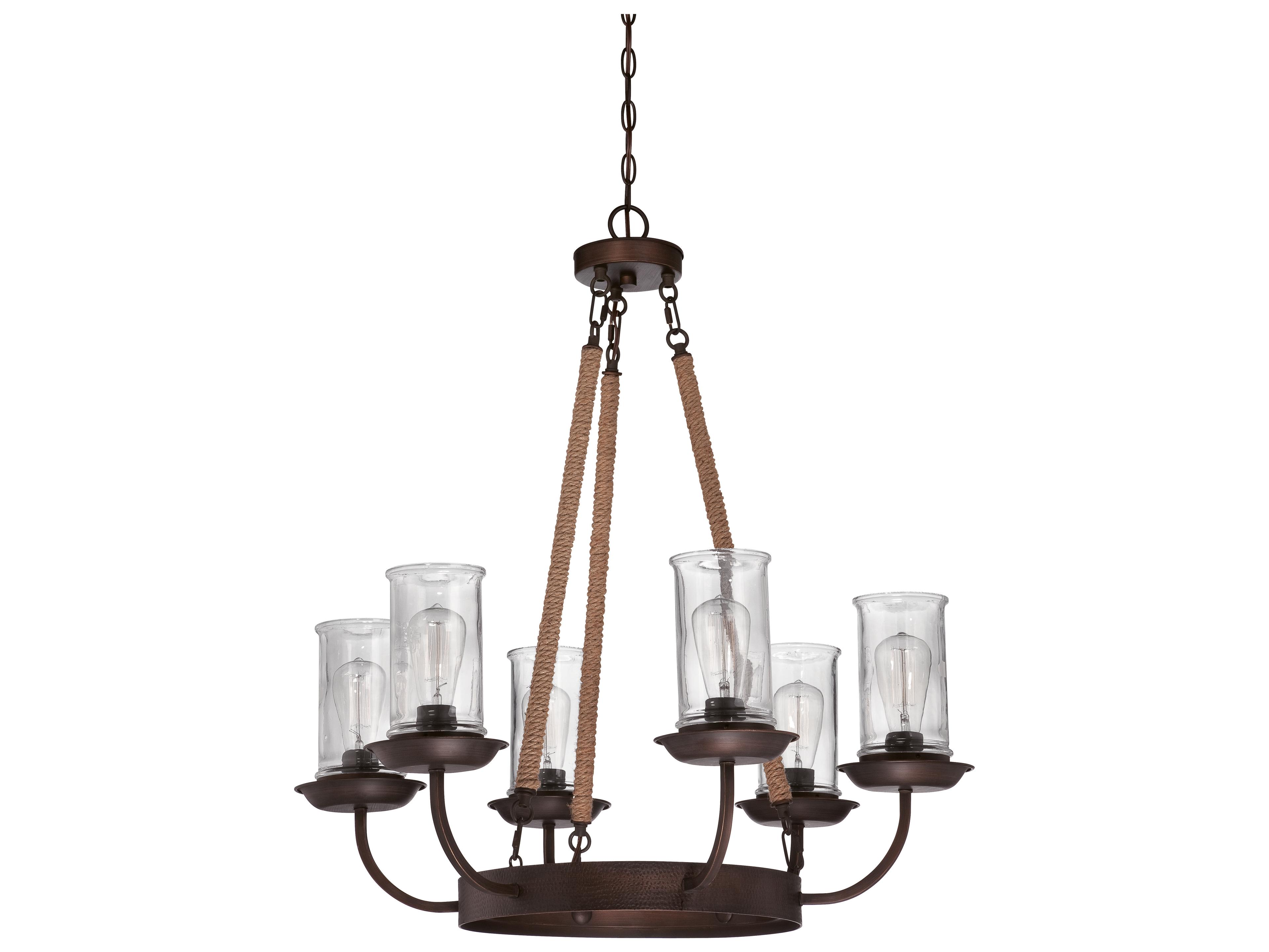Craftmade Thornton 6-Light Aged Bronze Brushed Glass Cylinder Chandelier