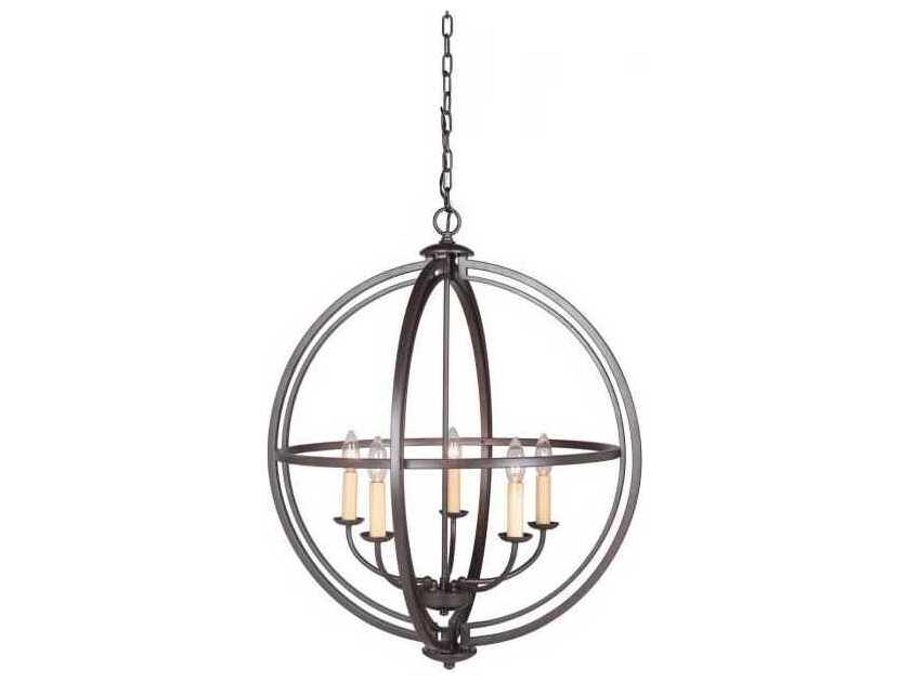 Craftmade Berkeley 5-Light Espresso Bronze Candelabra Globe Chandelier