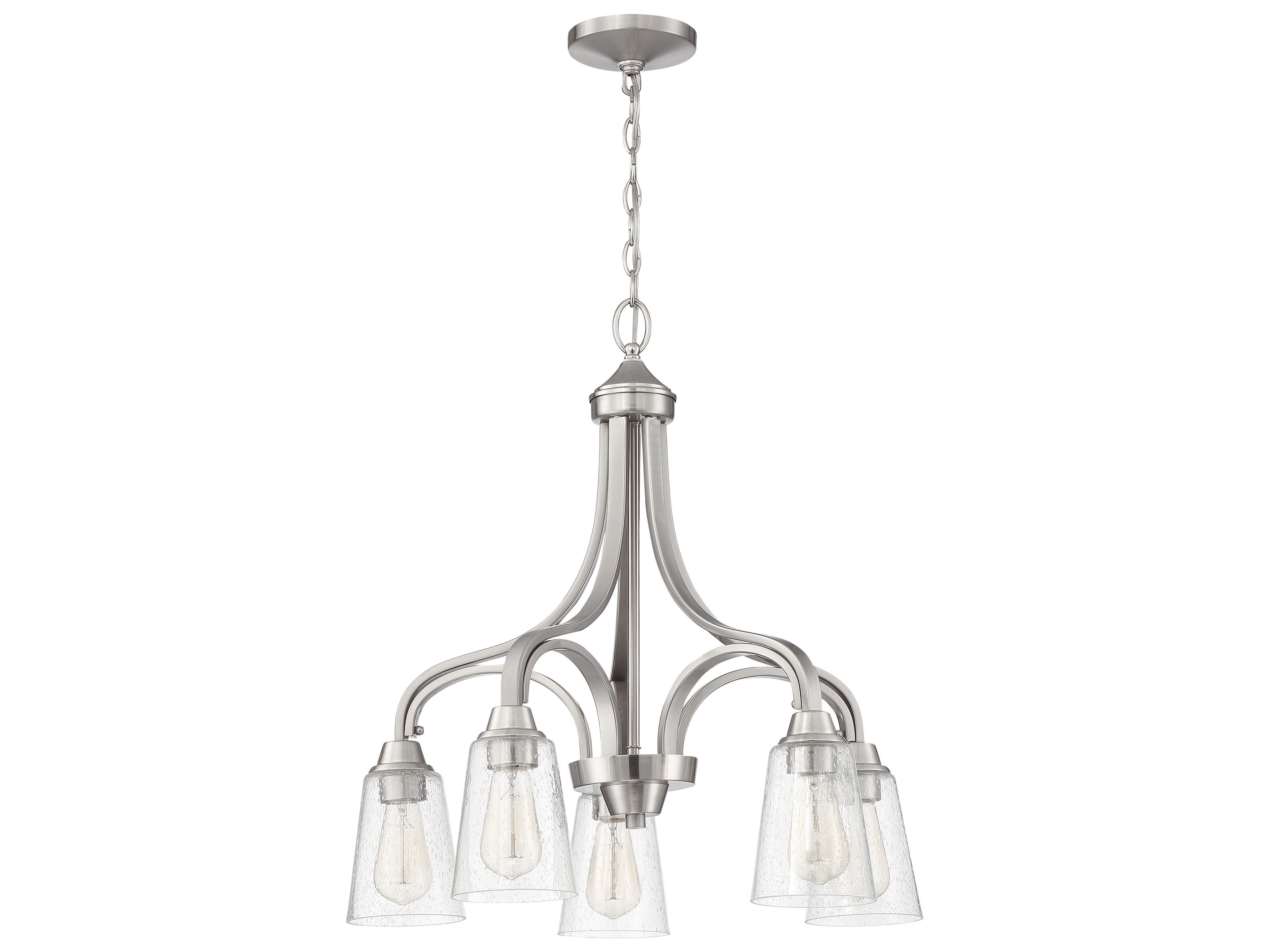 Craftmade Grace 5-Light Brushed Polished Nickel Glass Bell Chandelier