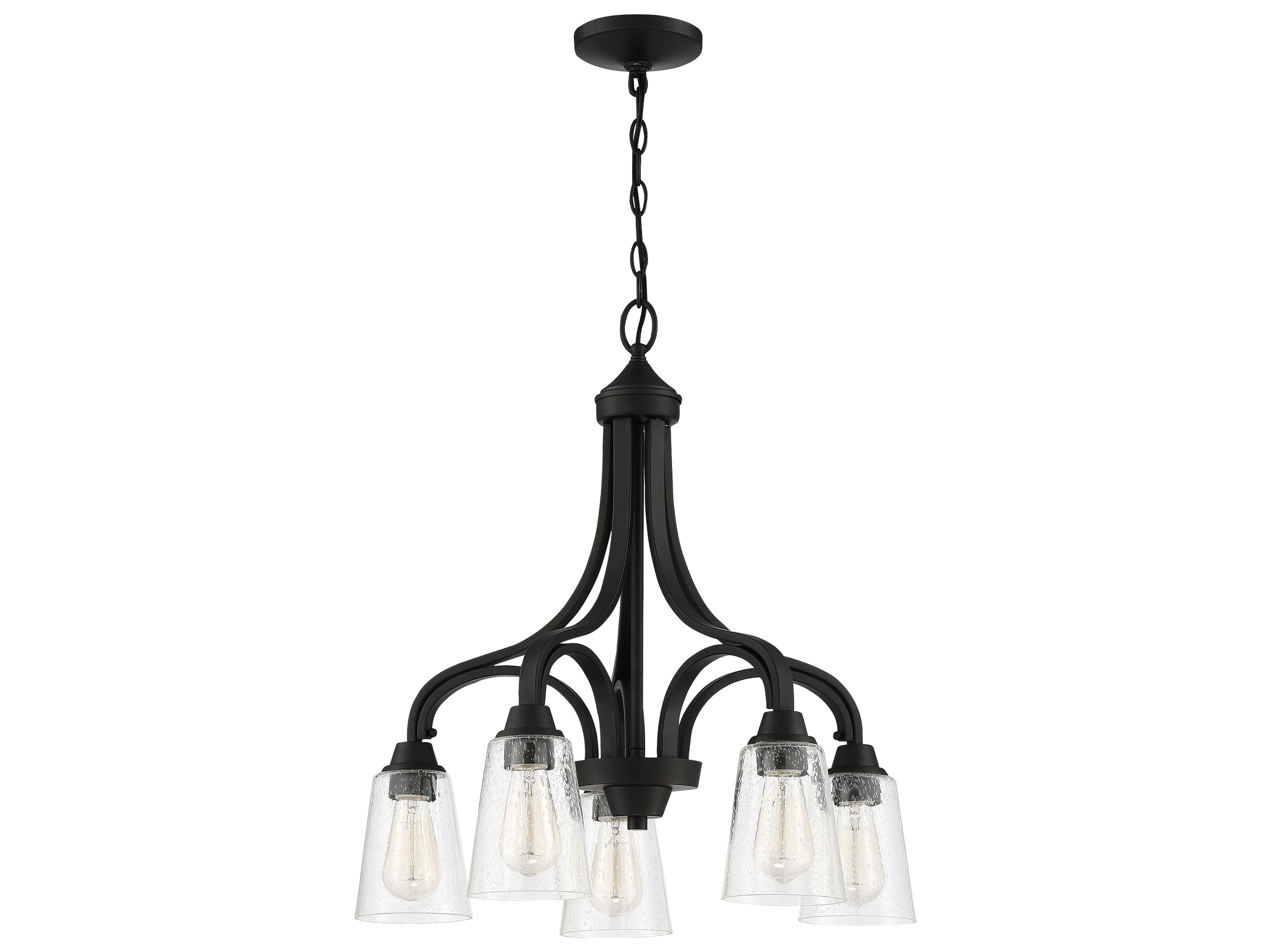 Craftmade Grace 5-Light Espresso Black Glass Bell Chandelier
