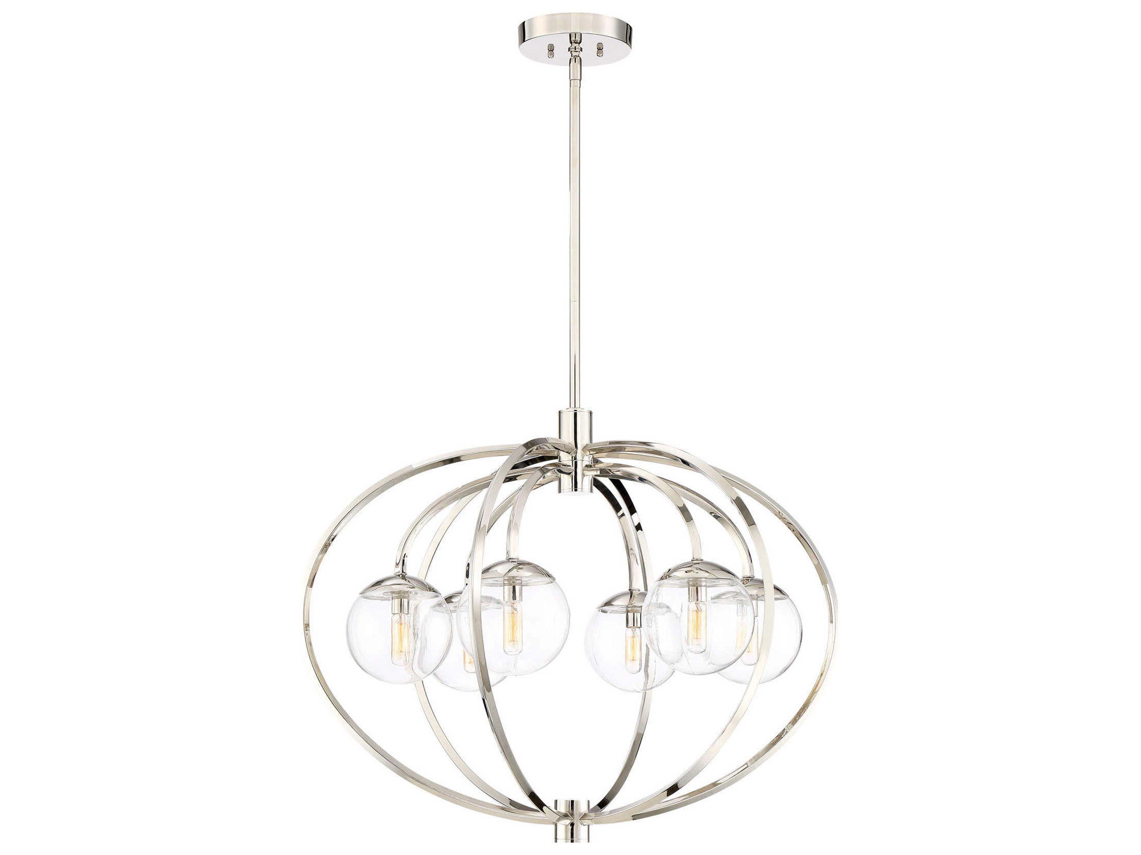 Craftmade Piltz 6-Light Polished Nickel Glass Globe Round Chandelier