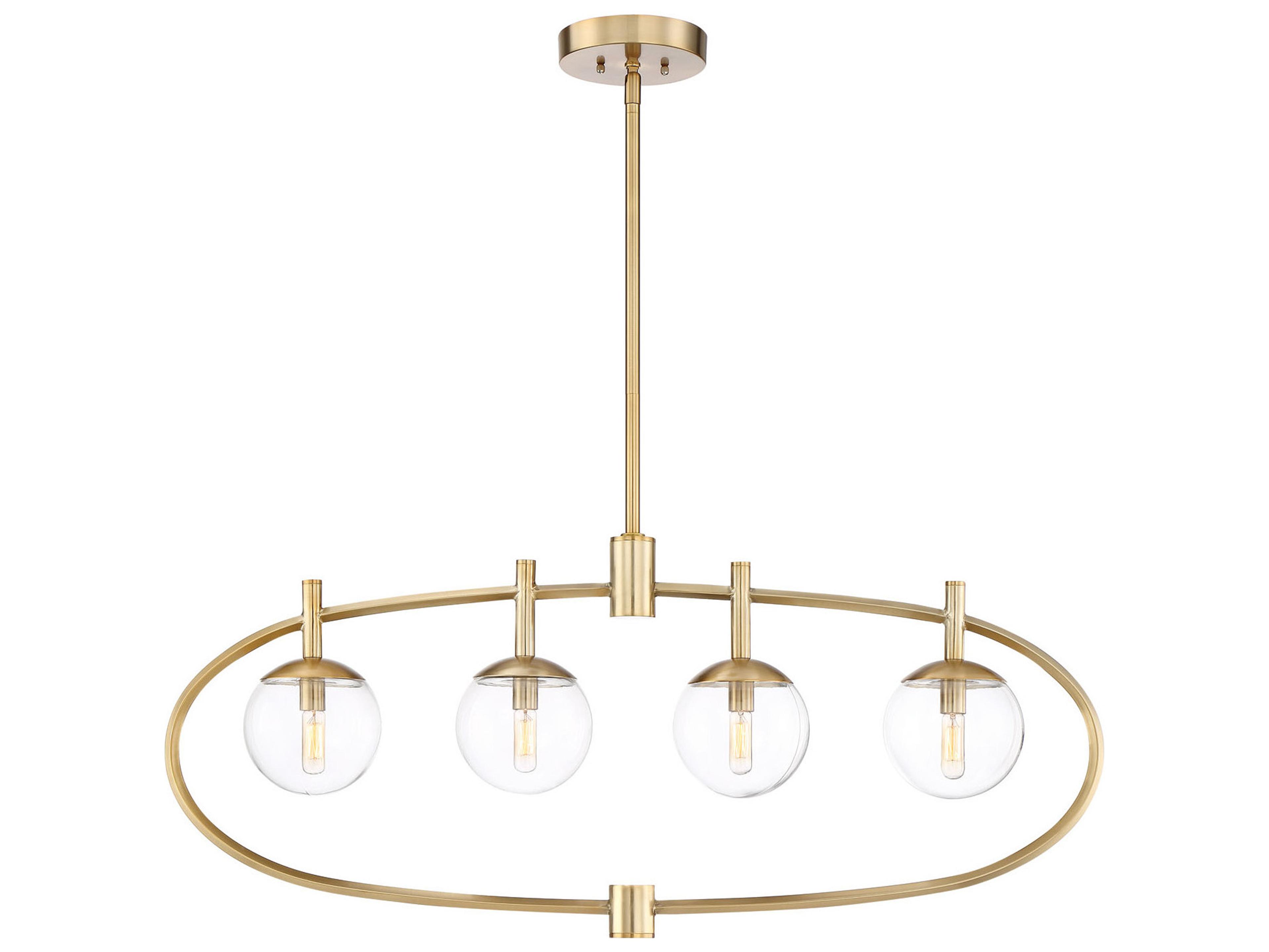 Craftmade Piltz 4-Light Satin Brass Glass Globe Linear Island Pendant