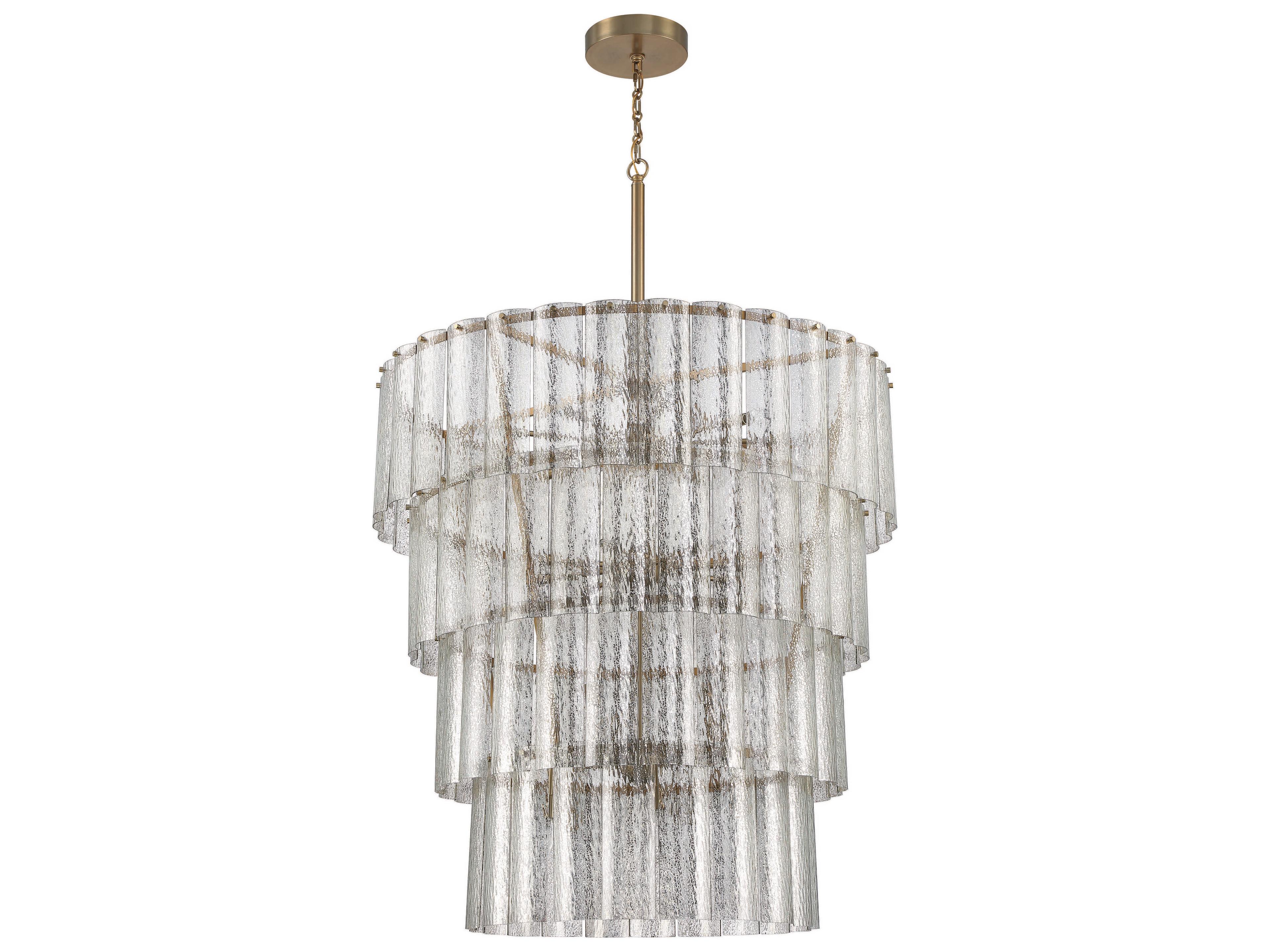 Craftmade Museo 28-Light Satin Brass Glass Tiered Chandelier