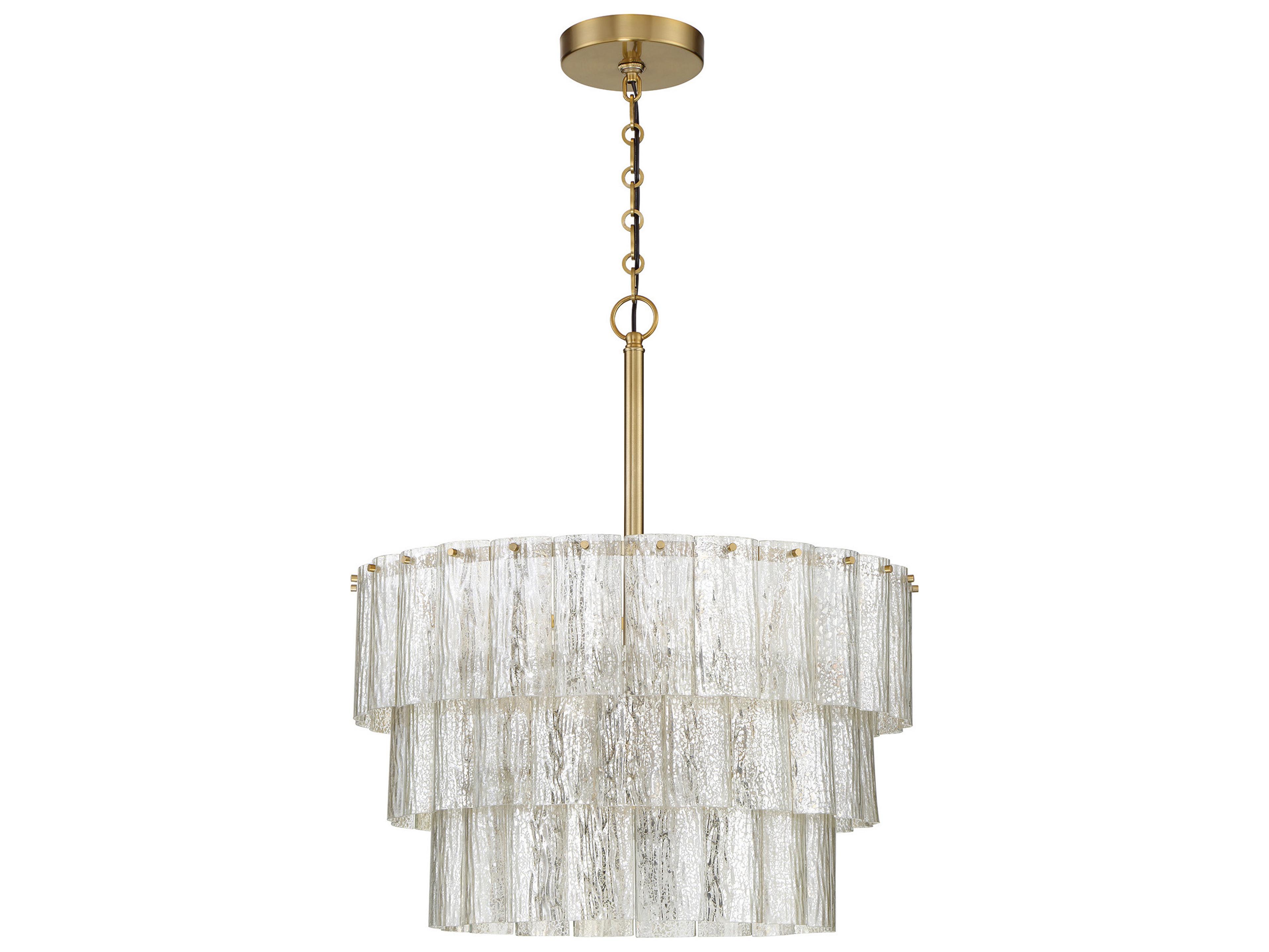 Craftmade Museo 9-Light Satin Brass Glass Tiered Pendant