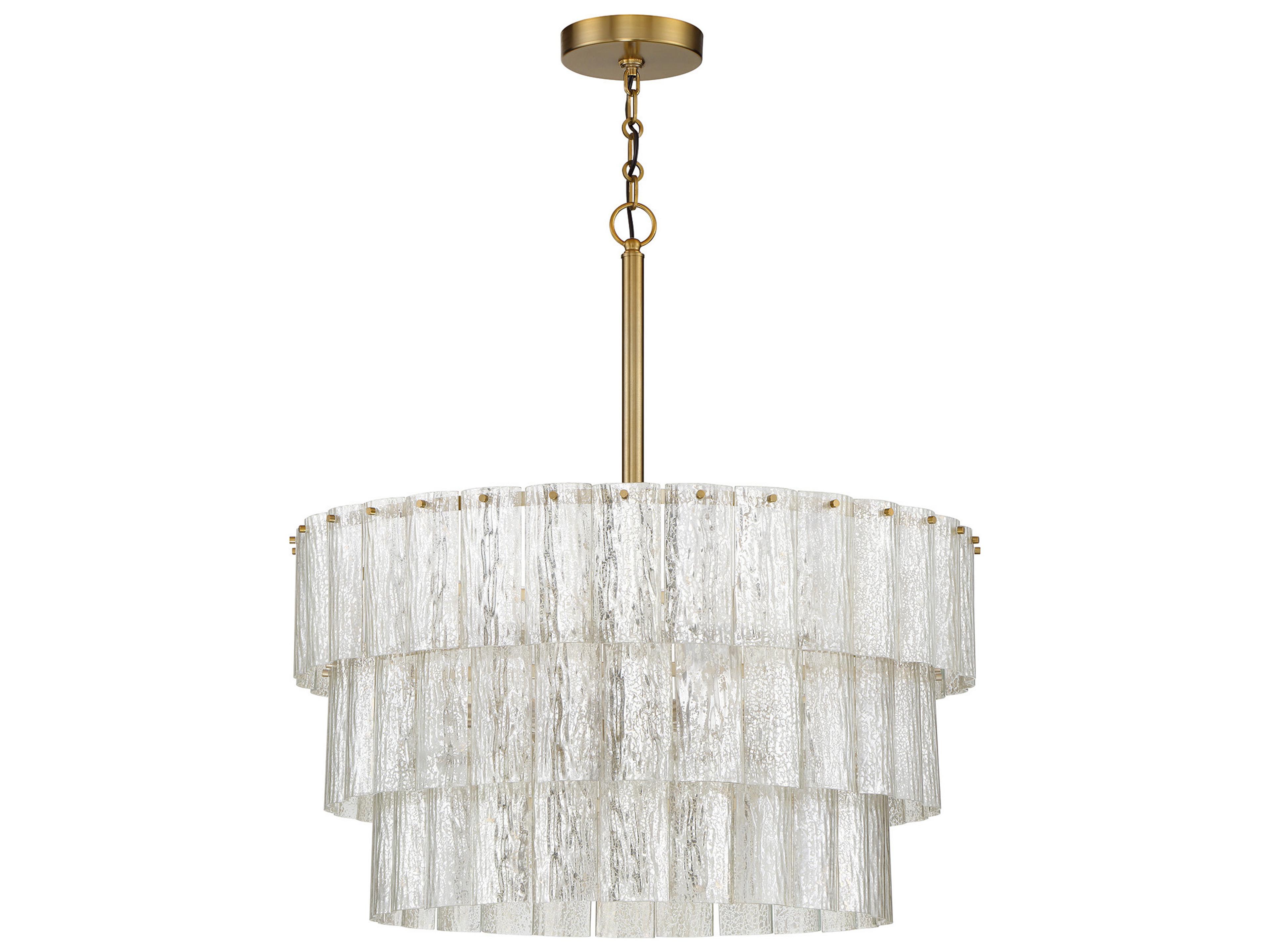 Craftmade Museo 9-Light Satin Brass Glass Tiered Pendant