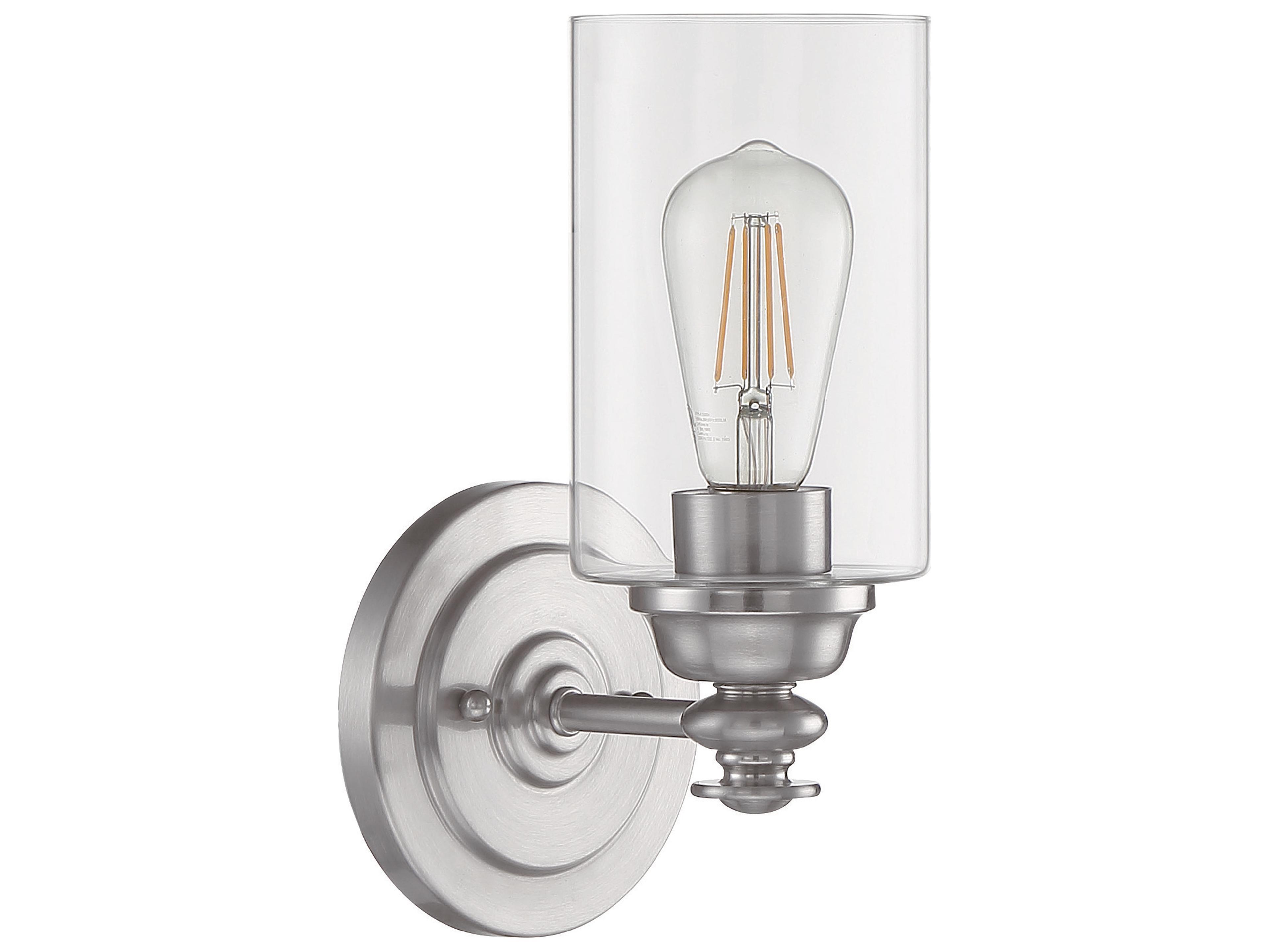 Craftmade Dardyn 1-Light Brushed Polished Nickel Glass Vanity Light
