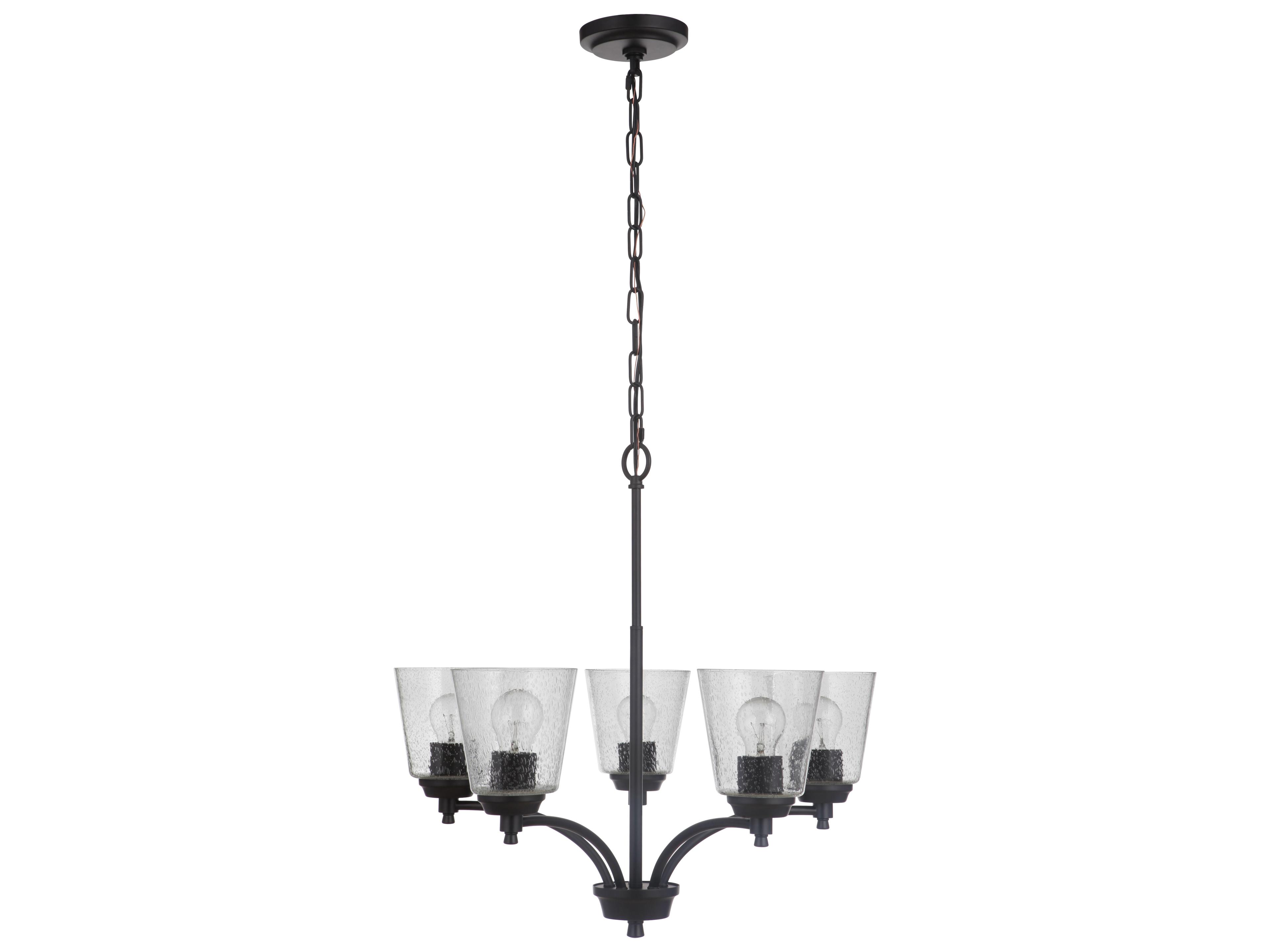 Craftmade Tyler 5-Light Flat Black Glass Bell Chandelier