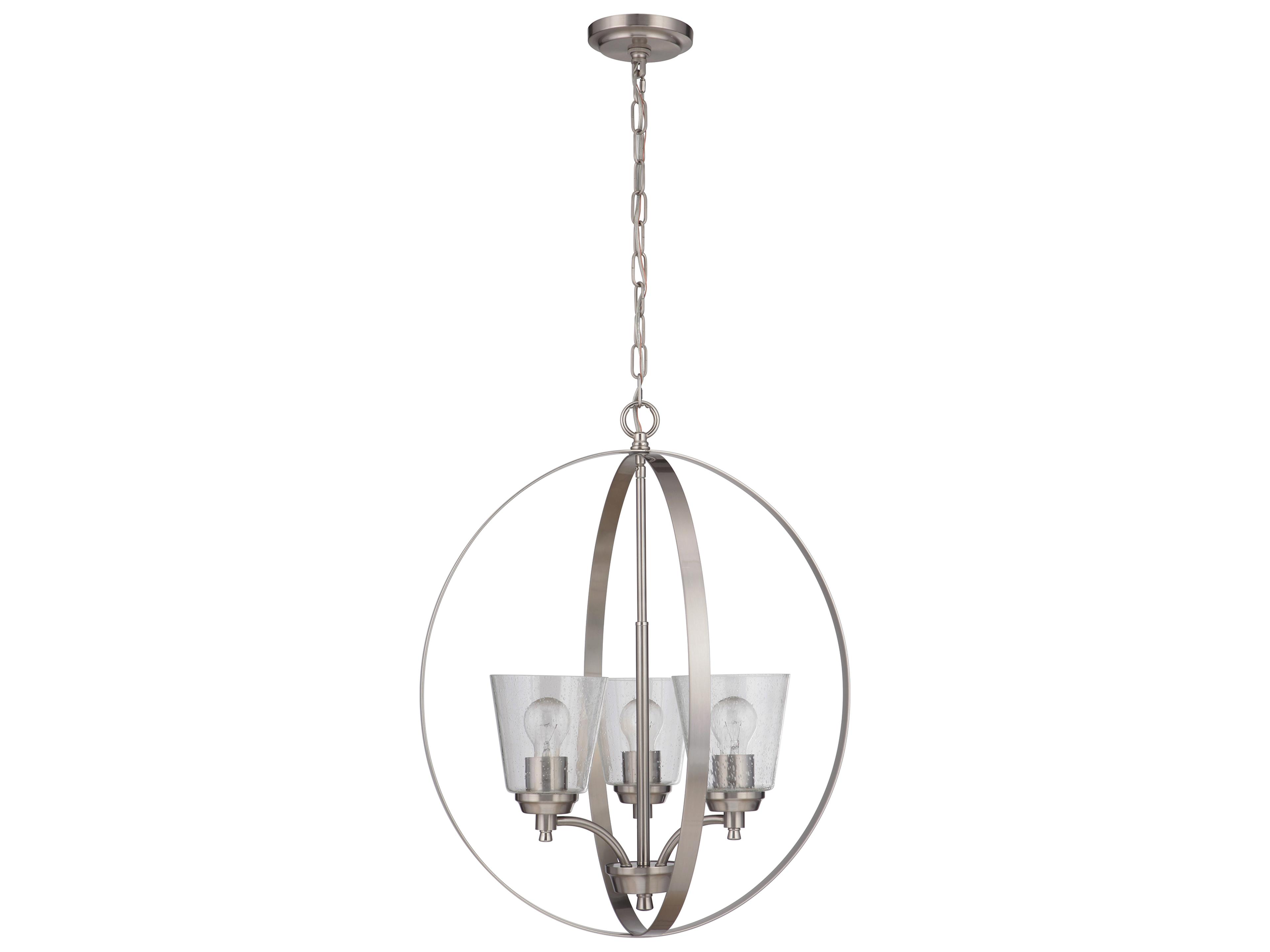 Craftmade Tyler 3-Light Brushed Polished Nickel Glass Bell Globe Chandelier