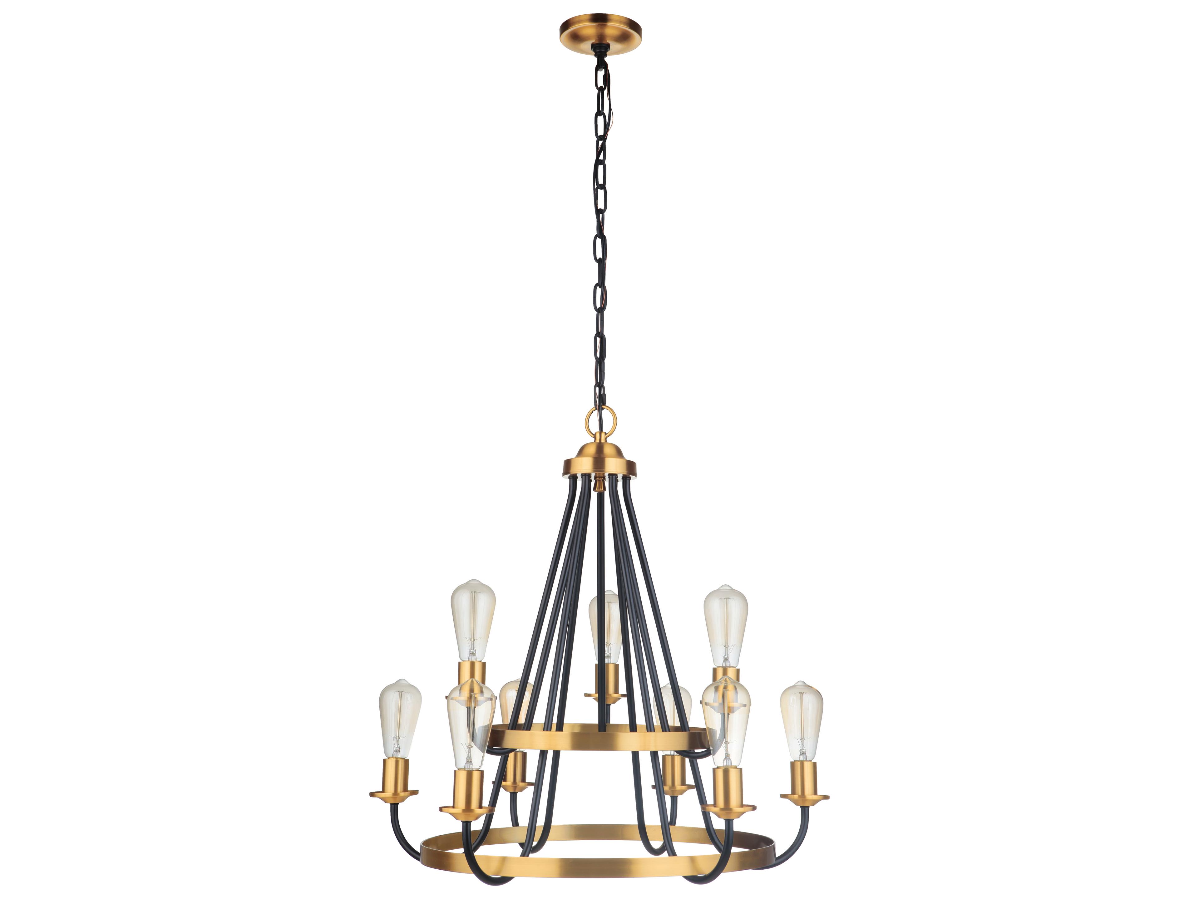 Craftmade Randolph 9-Light Flat Black Satin Brass Tiered Chandelier