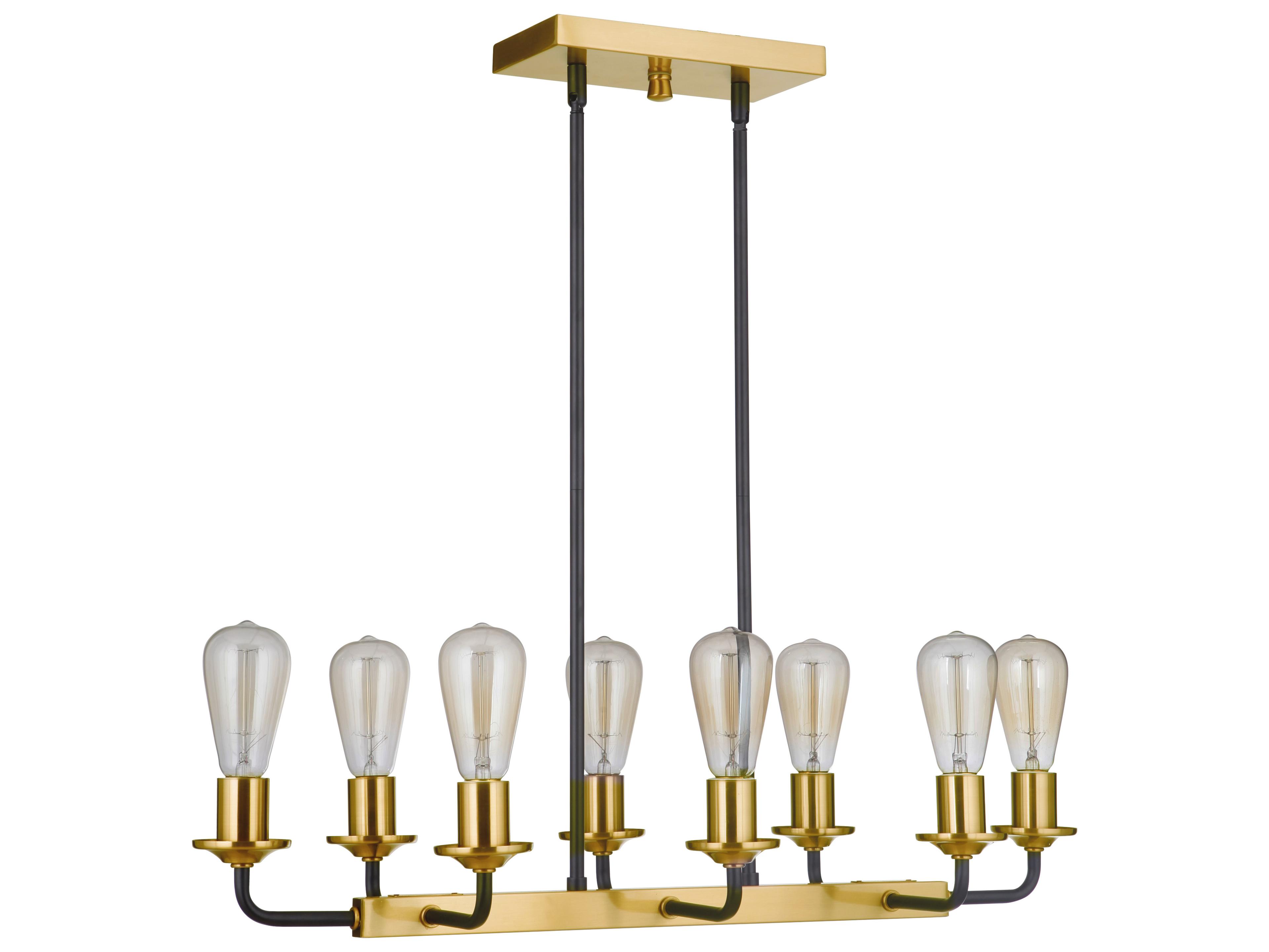Craftmade Randolph 8-Light Flat Black Satin Brass Linear Island Pendant