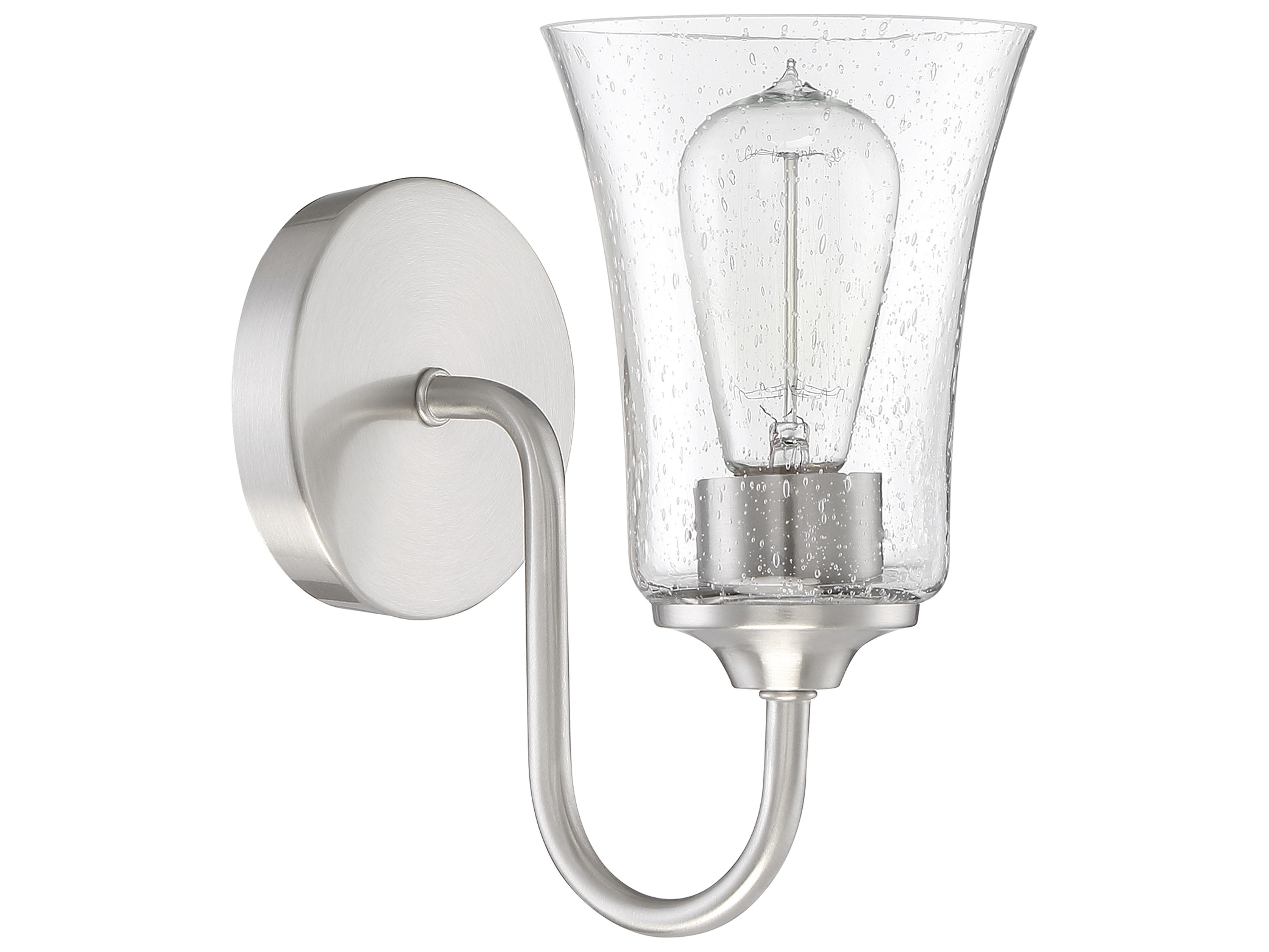 Craftmade Gwyneth 1-Light Brushed Polished Nickel Glass Vanity Light