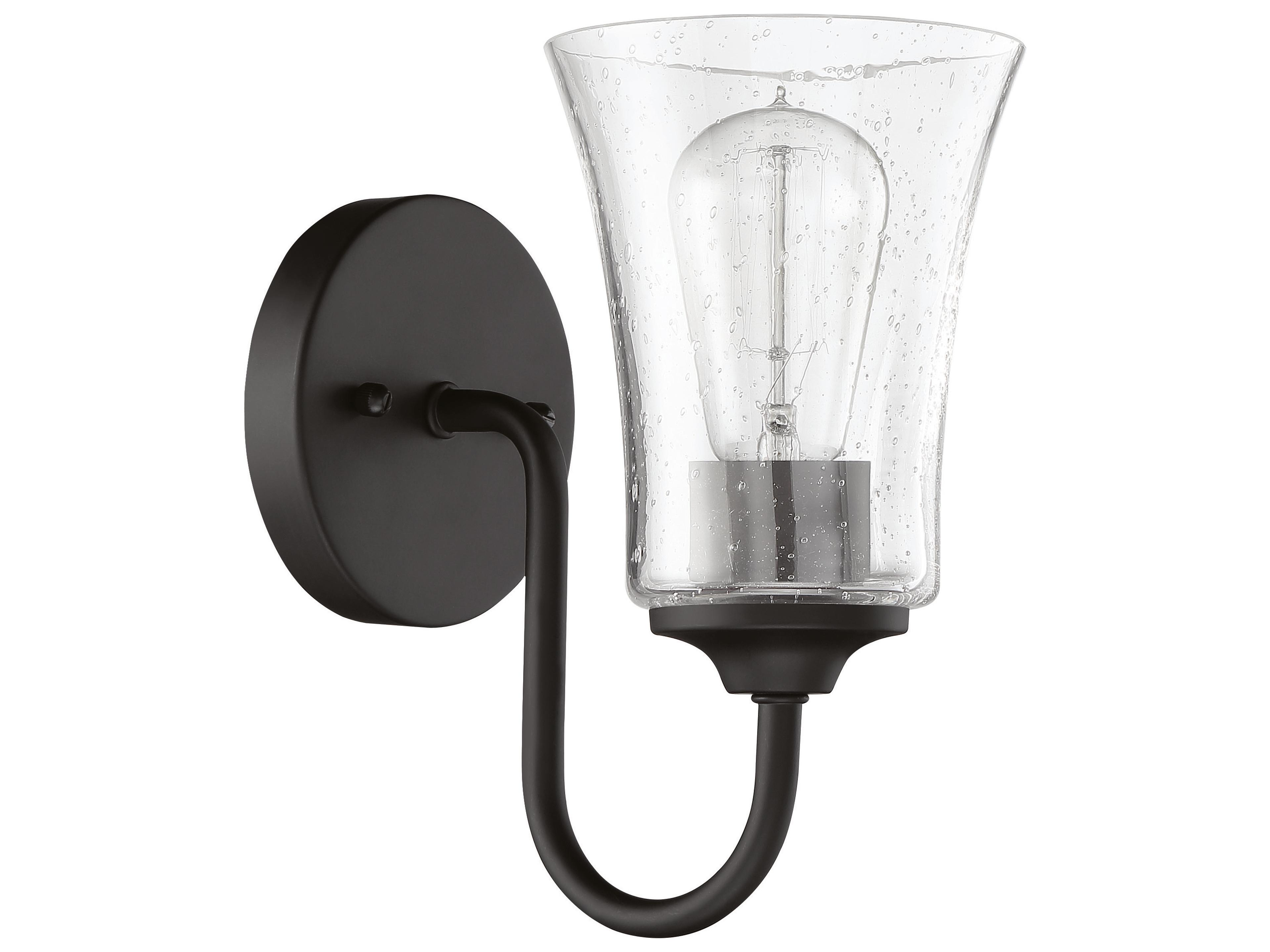 Craftmade Gwyneth 1-Light Flat Black Glass Vanity Light