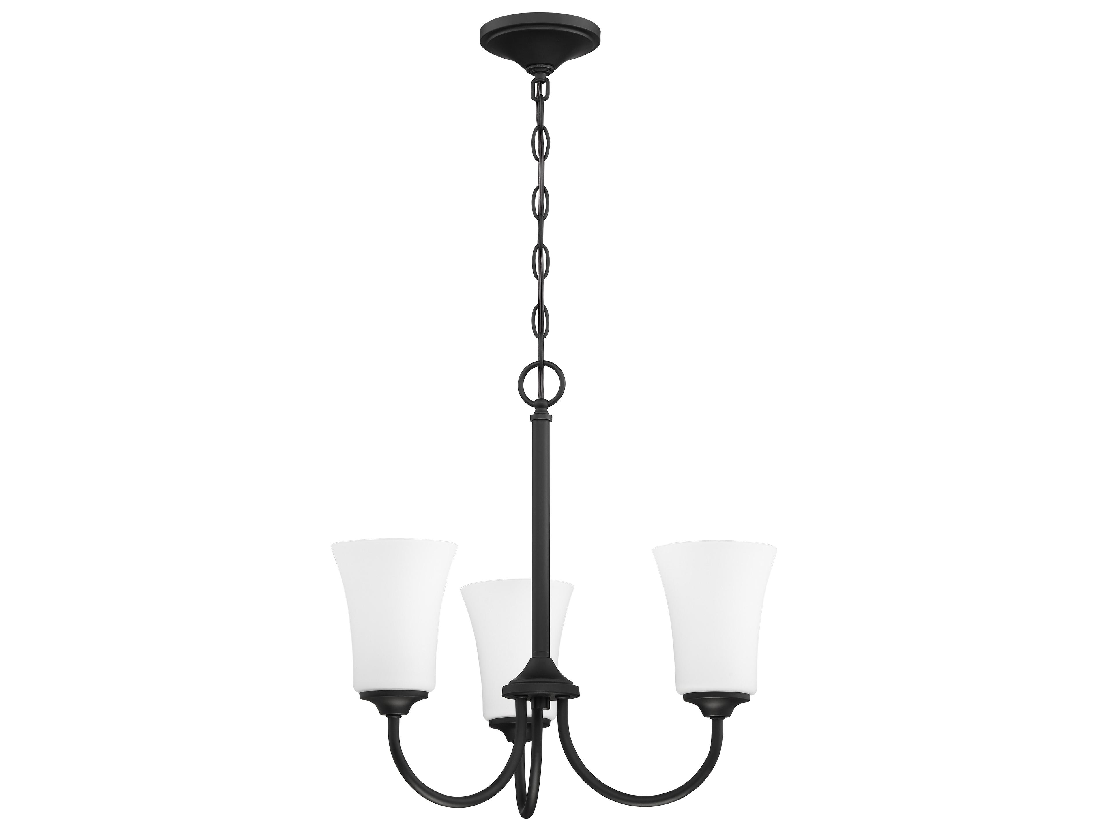 Craftmade Gwyneth 3-Light Flat Black Glass Bell Chandelier