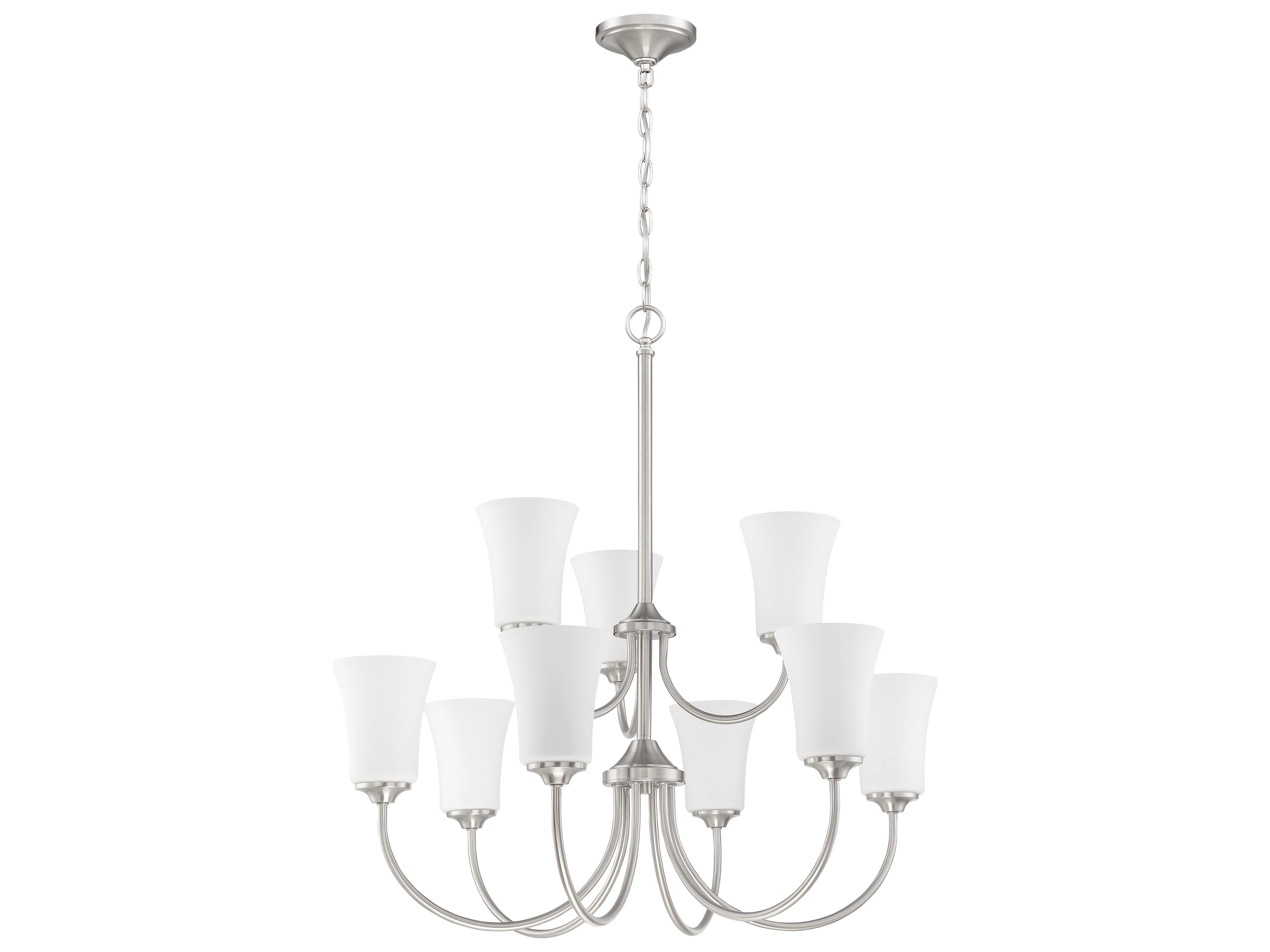 Craftmade Gwyneth 9-Light Brushed Polished Nickel Glass Bell Tiered Chandelier