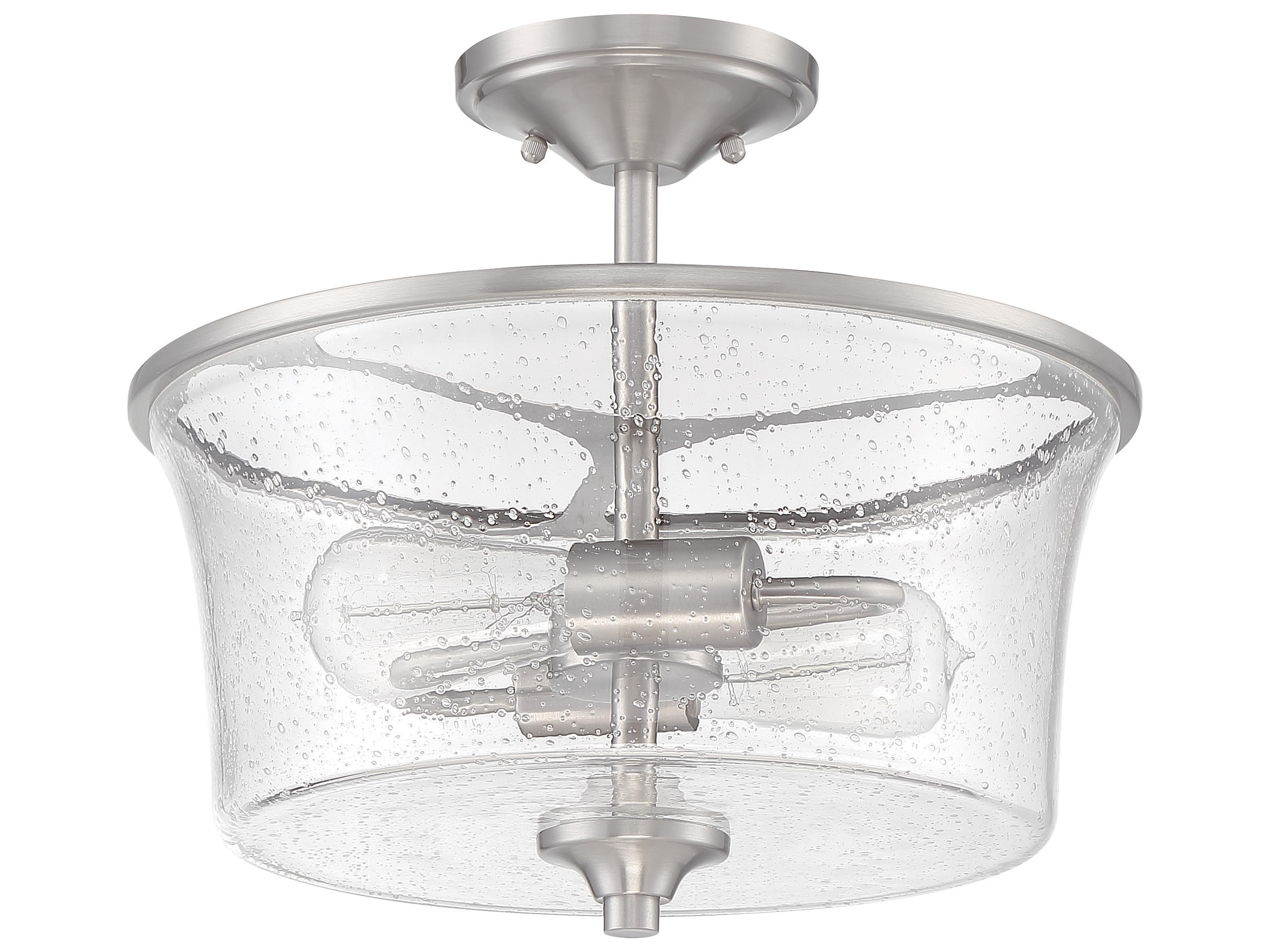 Craftmade Gwyneth 2-Light Brushed Polished Nickel Glass Drum Semi Flush Mount